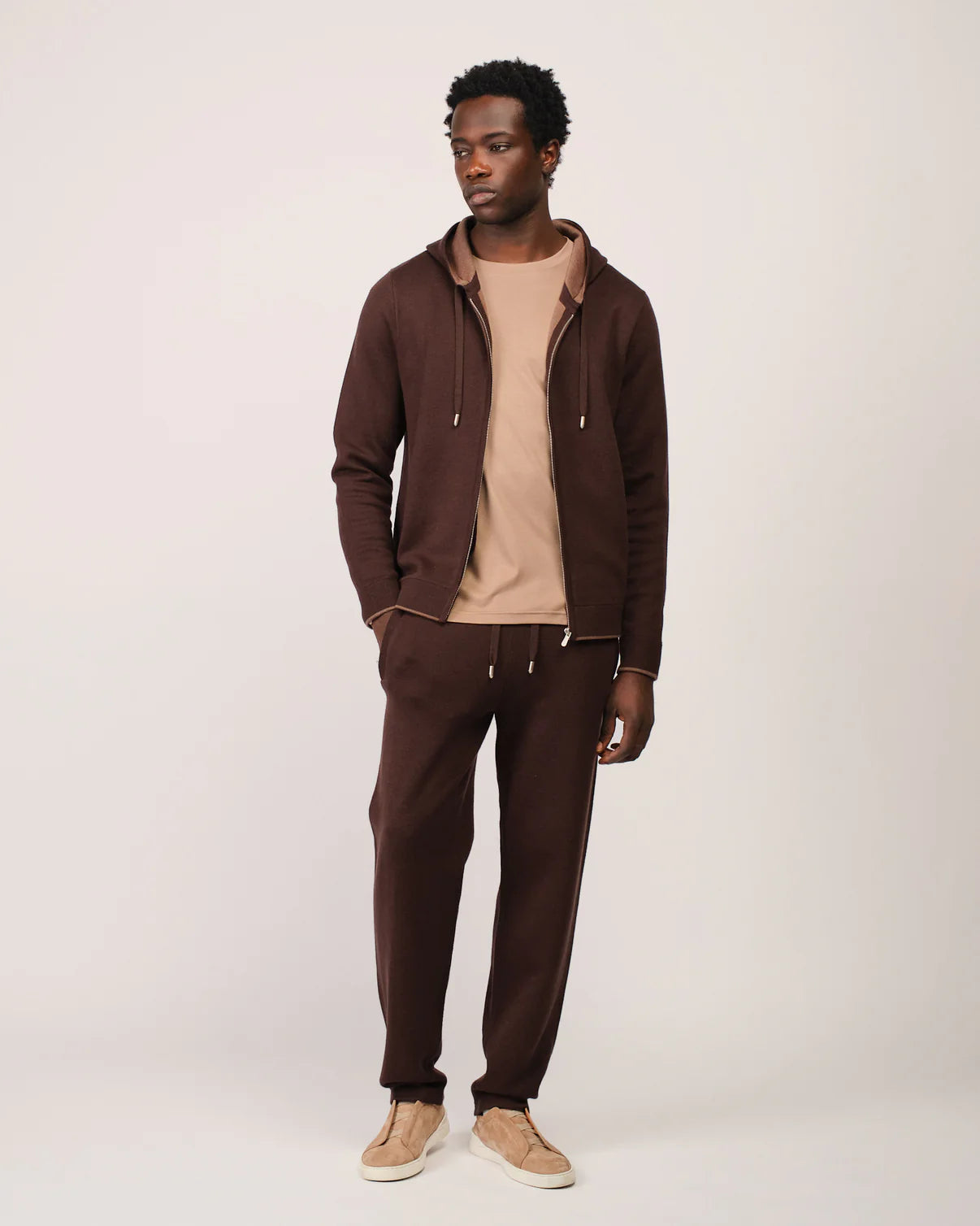RELAXED KNITWEAR TRACKSUIT - CHOCO BROWN