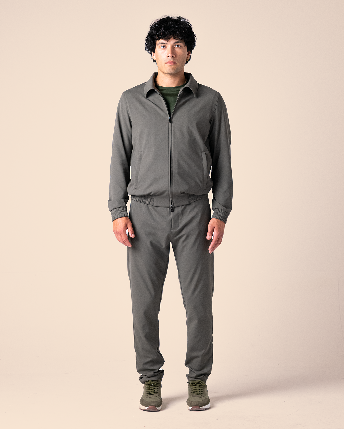 olive green tech suit