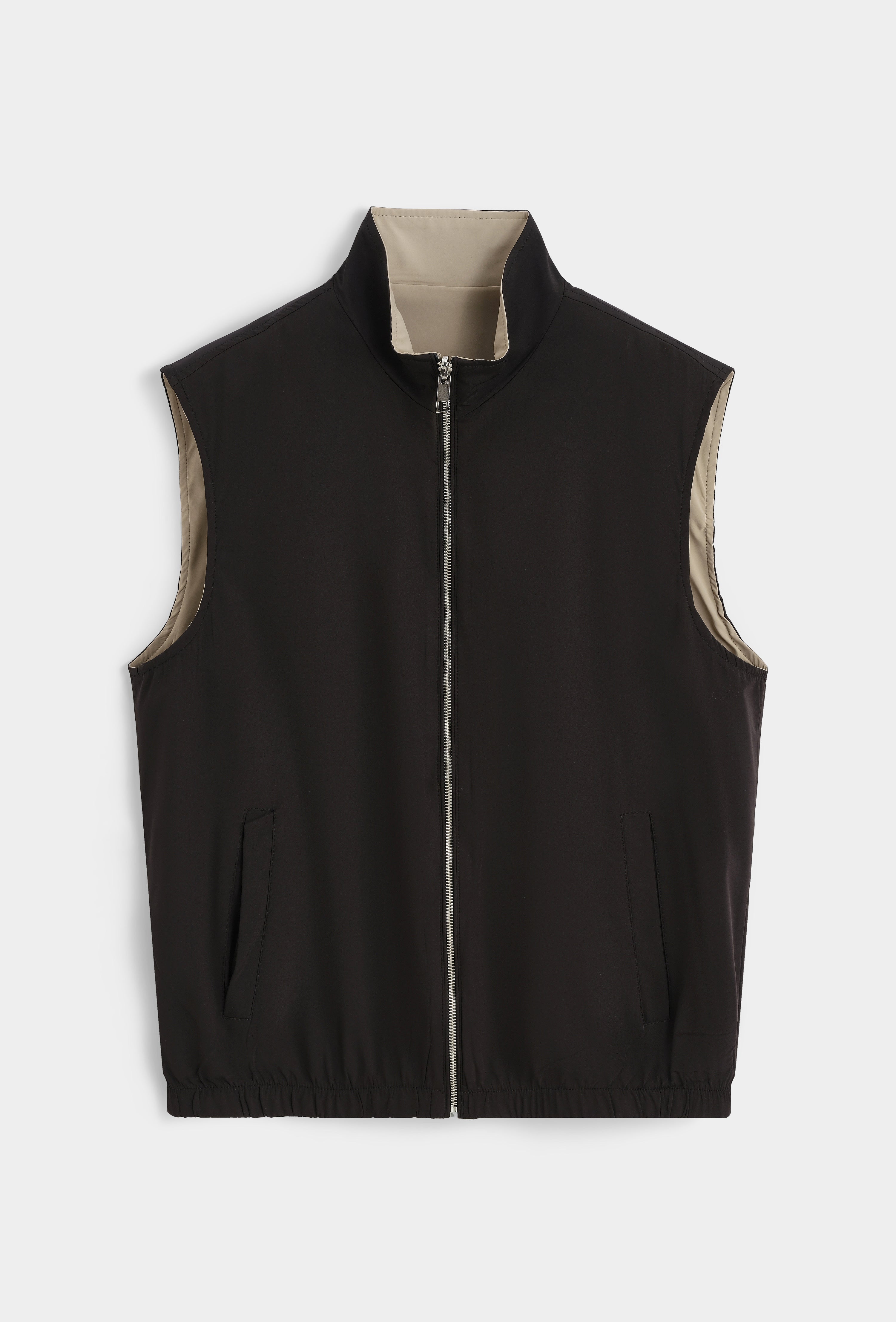 CA REVERSIBLE BODYWARMER - BLACK/TAUPE