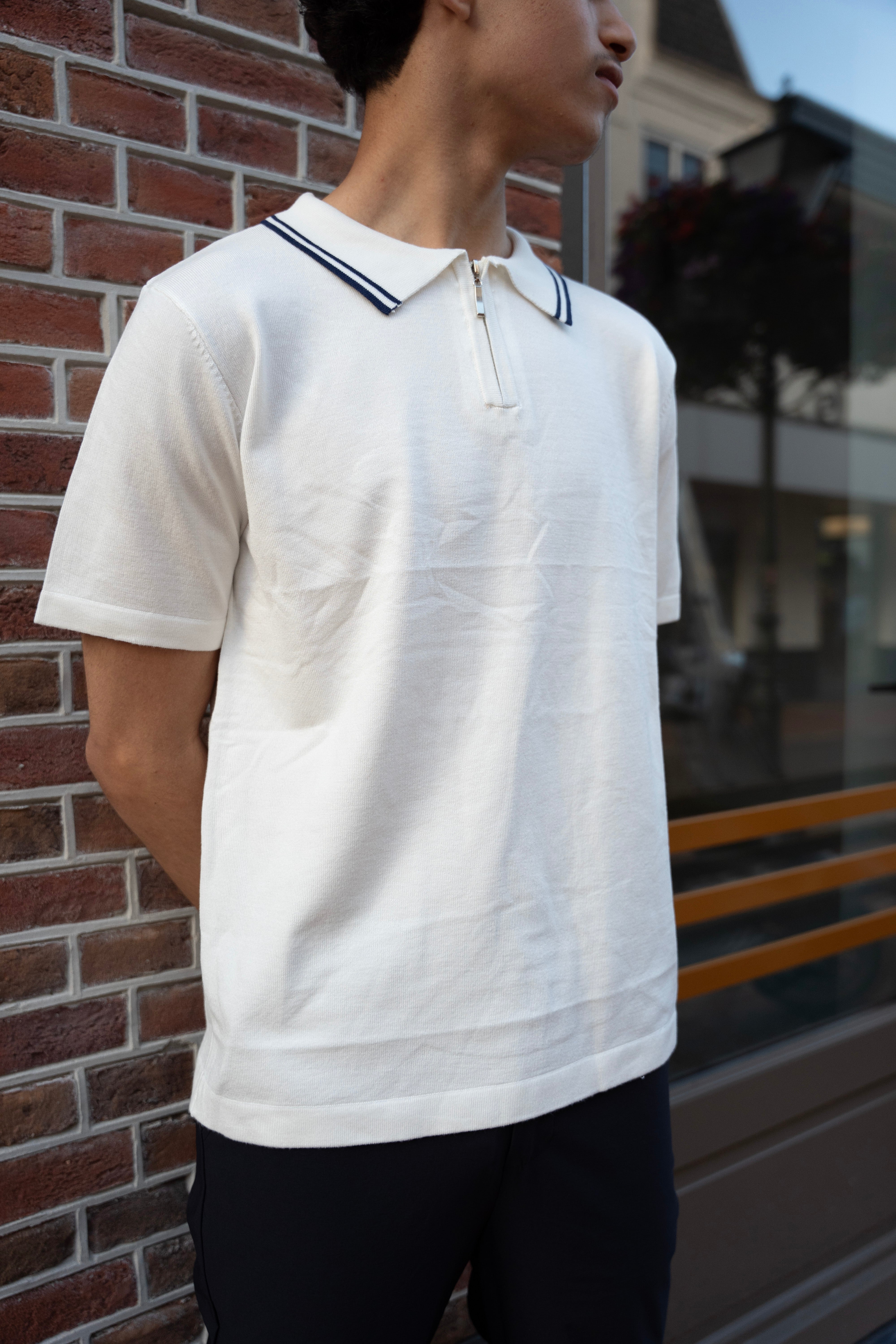 CA STRIPE POLO - WHITE