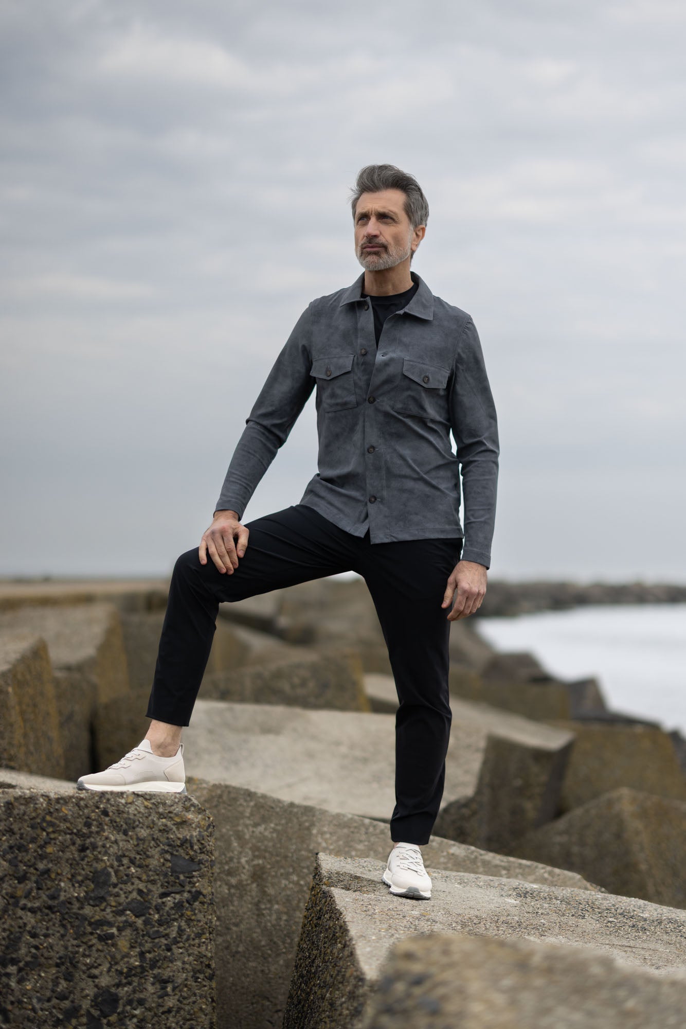 OVERSHIRT SUEDE - GREY