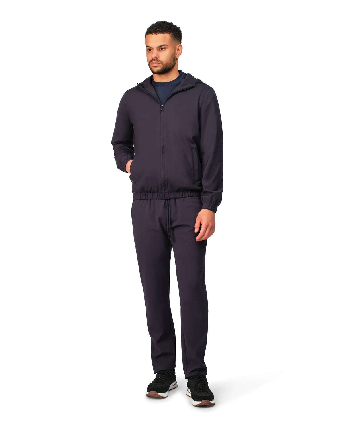 NYLON HOODED BLOUSON - NAVY BLUE