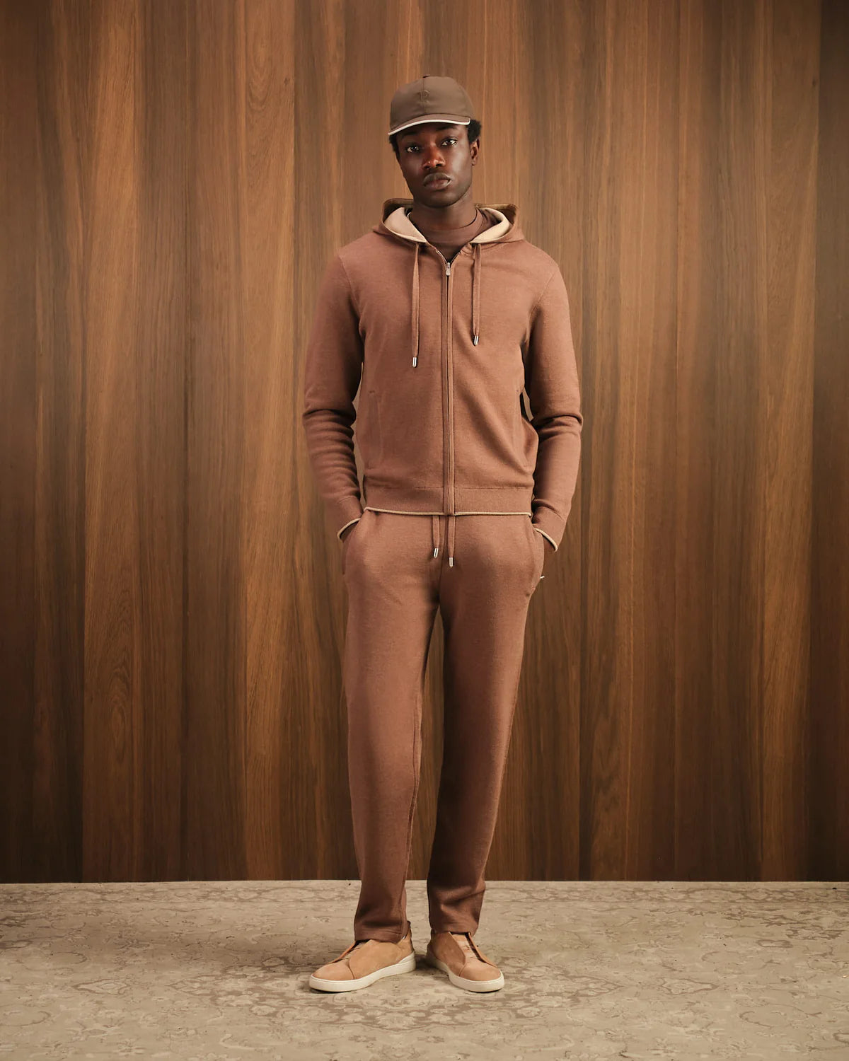 RELAXED KNITWEAR TRACKSUIT - TAUPE
