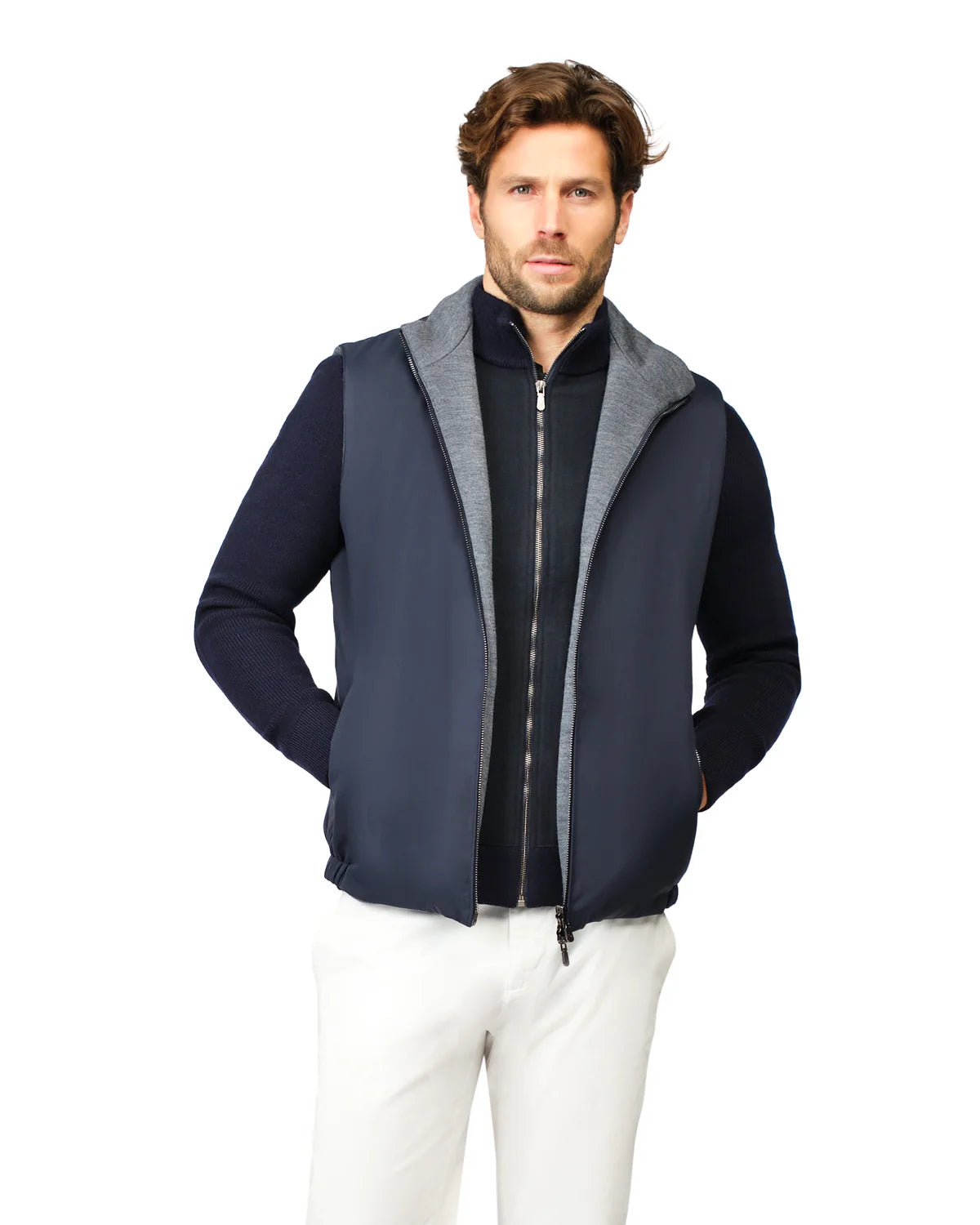 Navy/grey Reversible Knit Bodywarmer