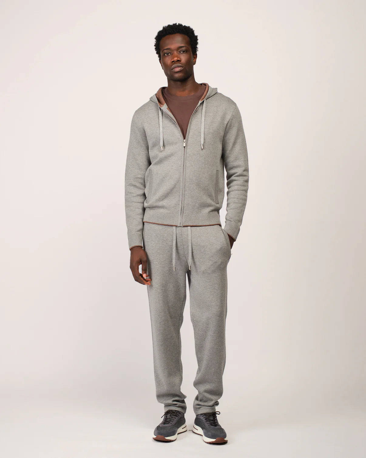 RELAXED KNITWEAR TRACKSUIT - GREY