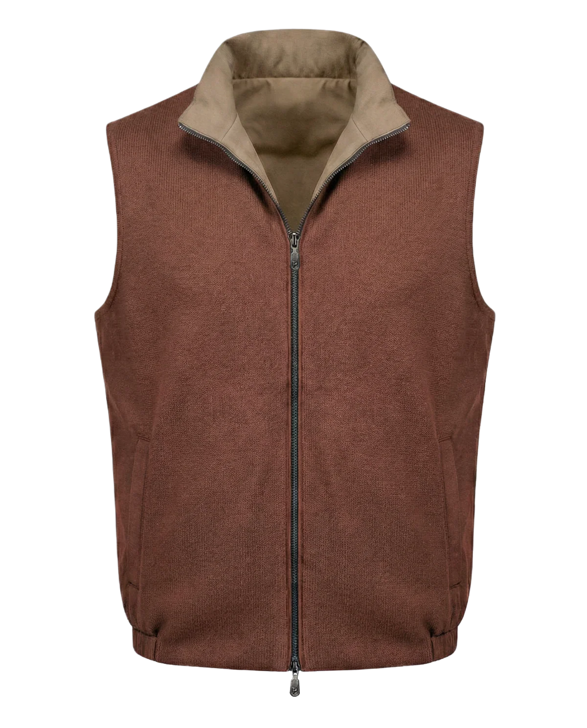 Taupe/Bordeaux Reversible Knit Bodywarmer