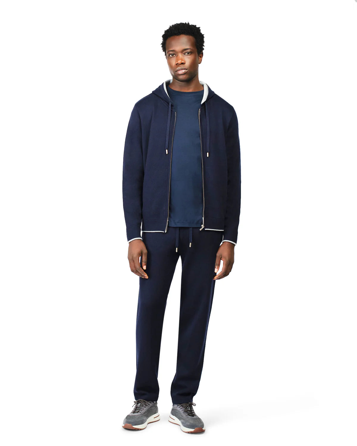RELAXED KNITWEAR TRACKSUIT - MARINE BLUE