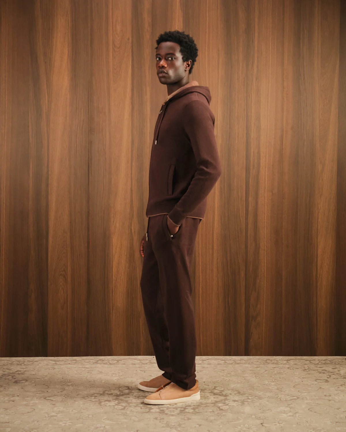 RELAXED KNITWEAR TRACKSUIT - CHOCO BROWN