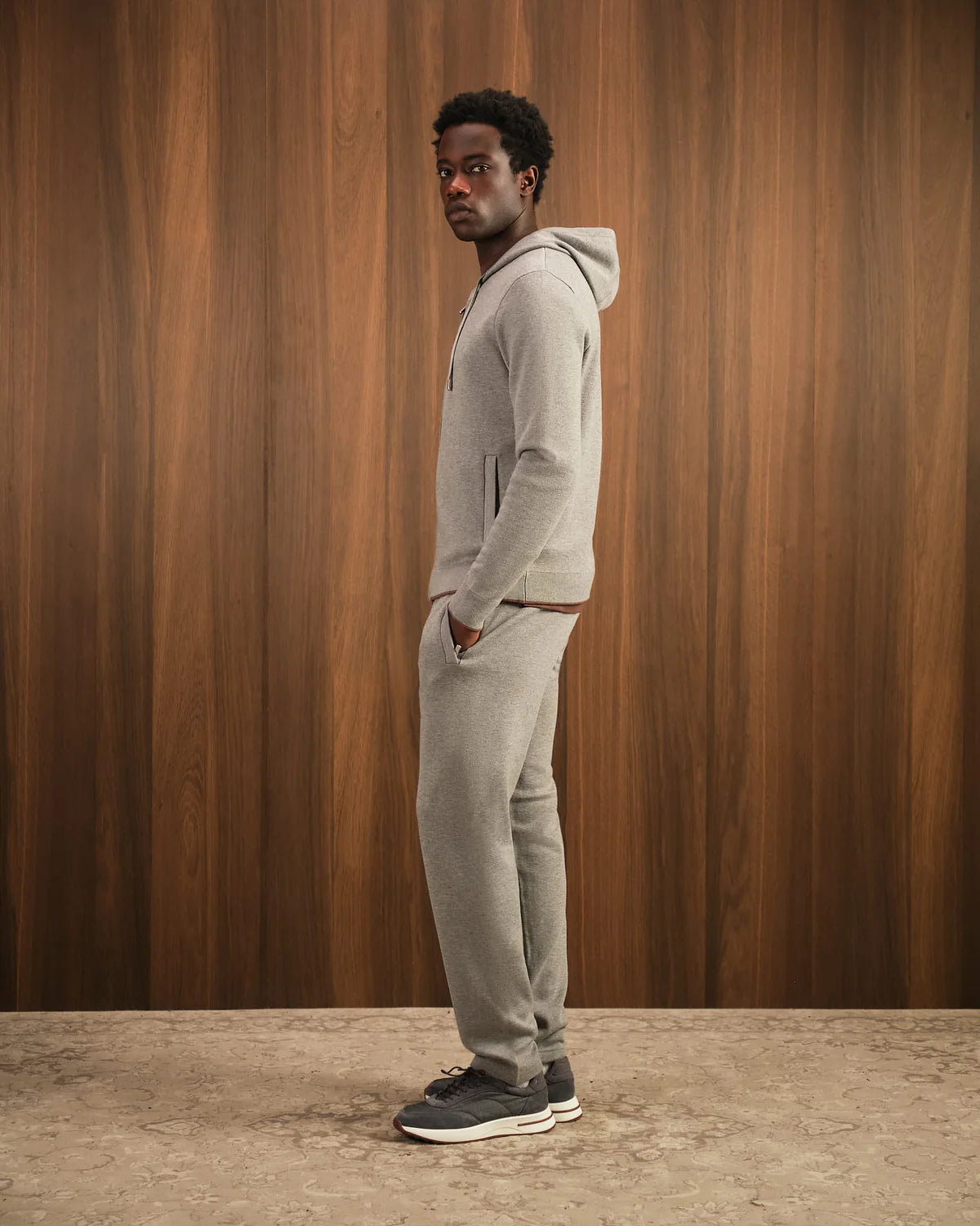 RELAXED KNITWEAR TRACKSUIT - GREY