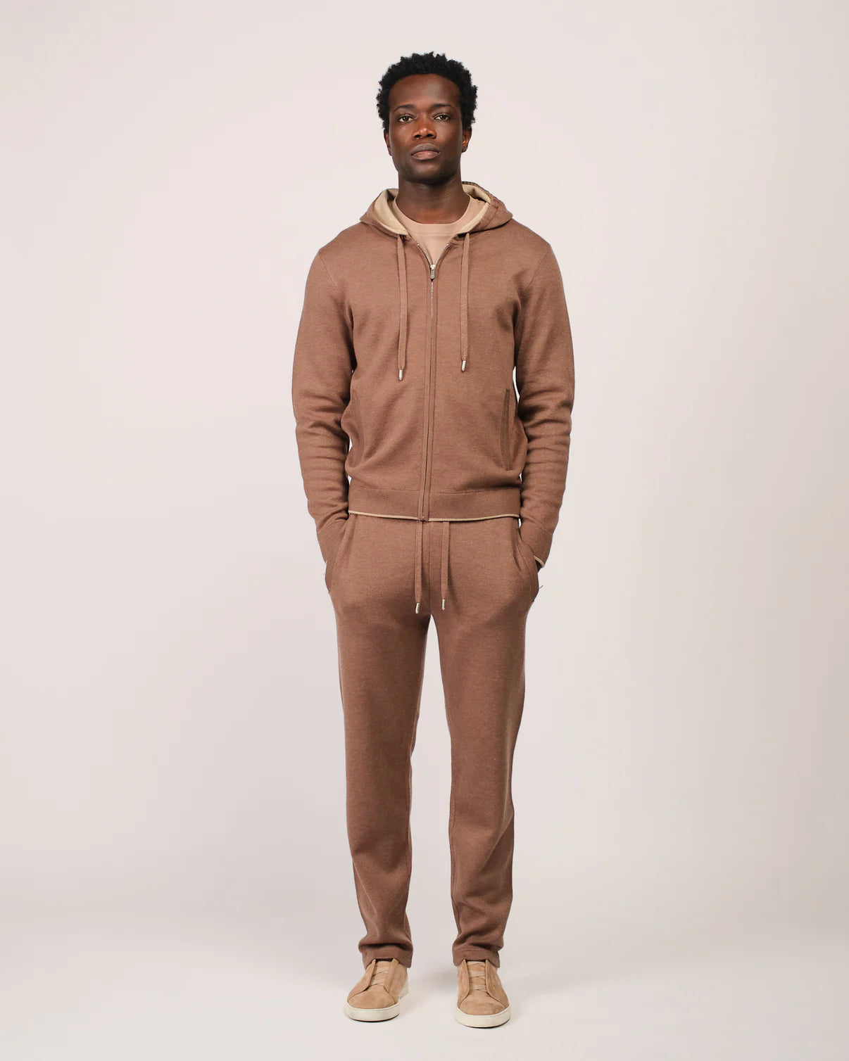 RELAXED KNITWEAR TRACKSUIT - TAUPE