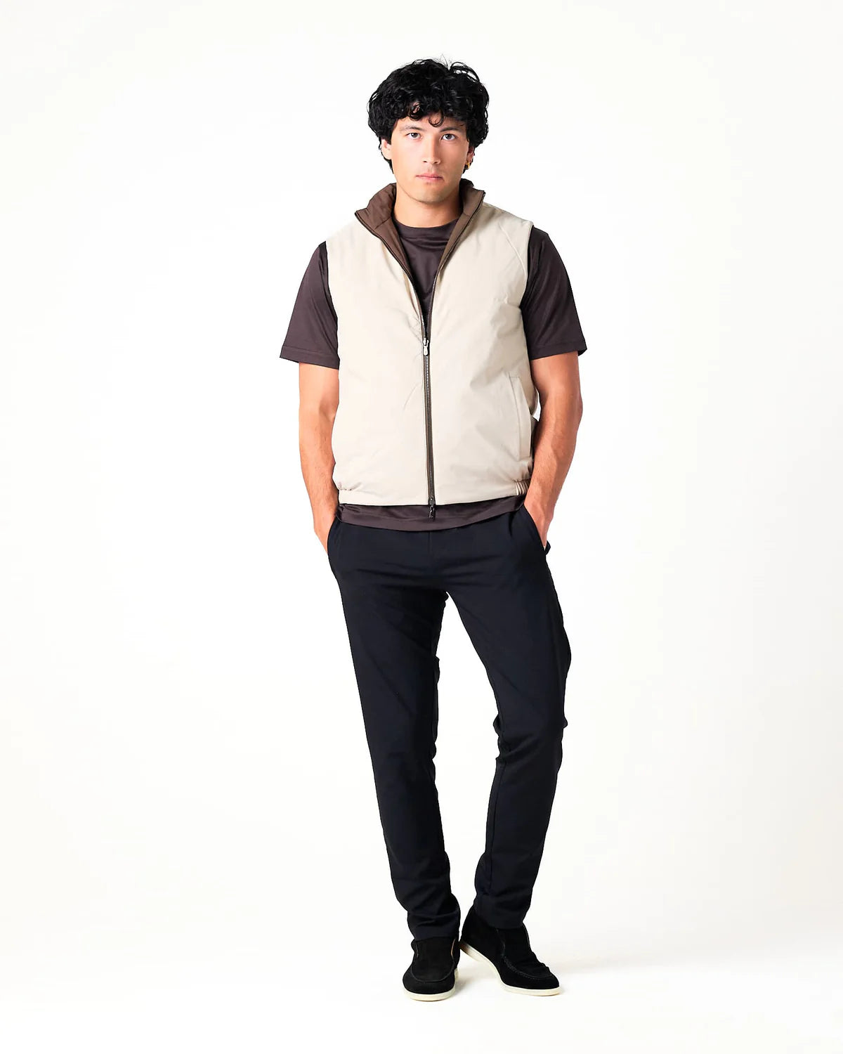 Brown/beige Reversible Body Warmer