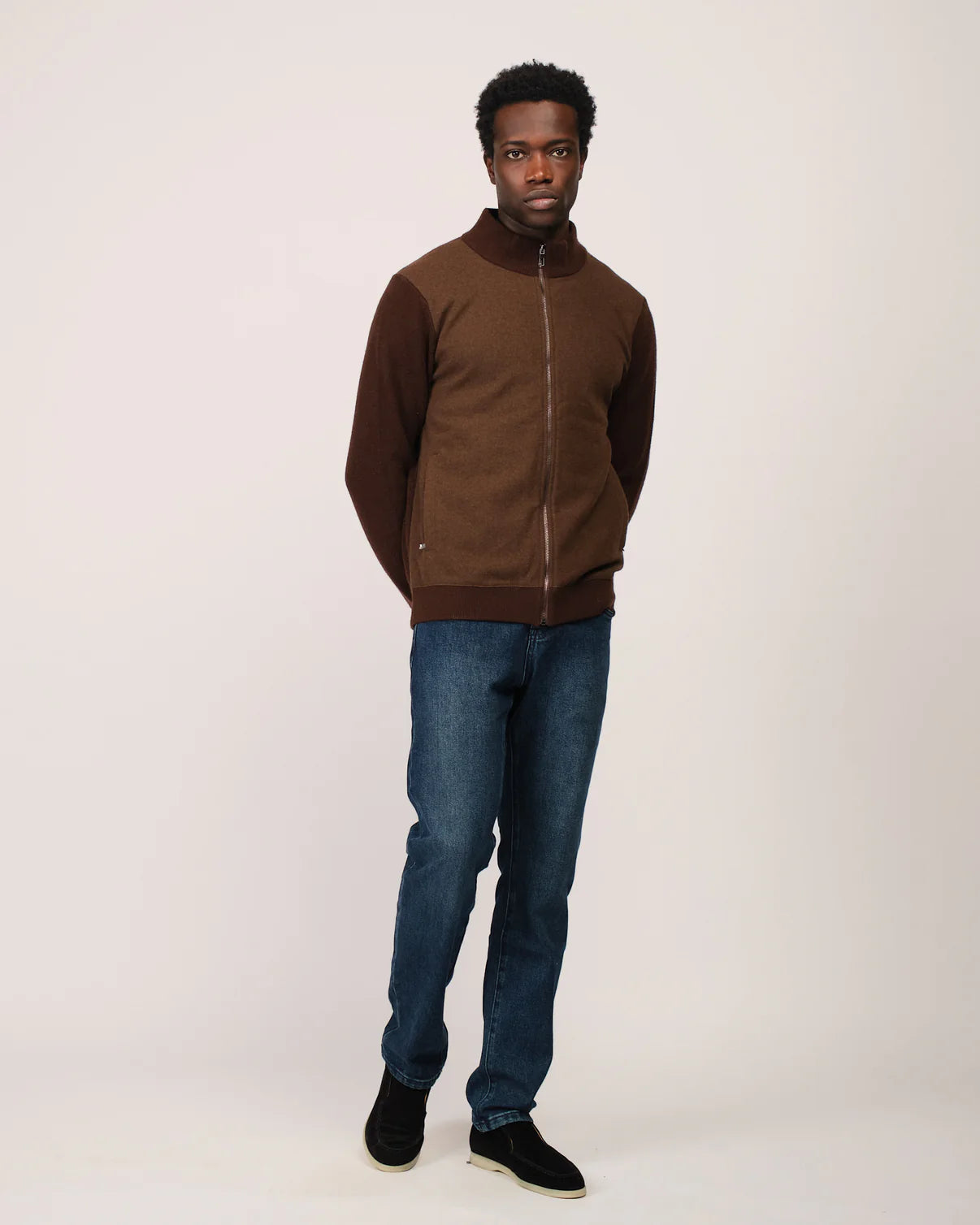 Two Tone Cardigan Brown