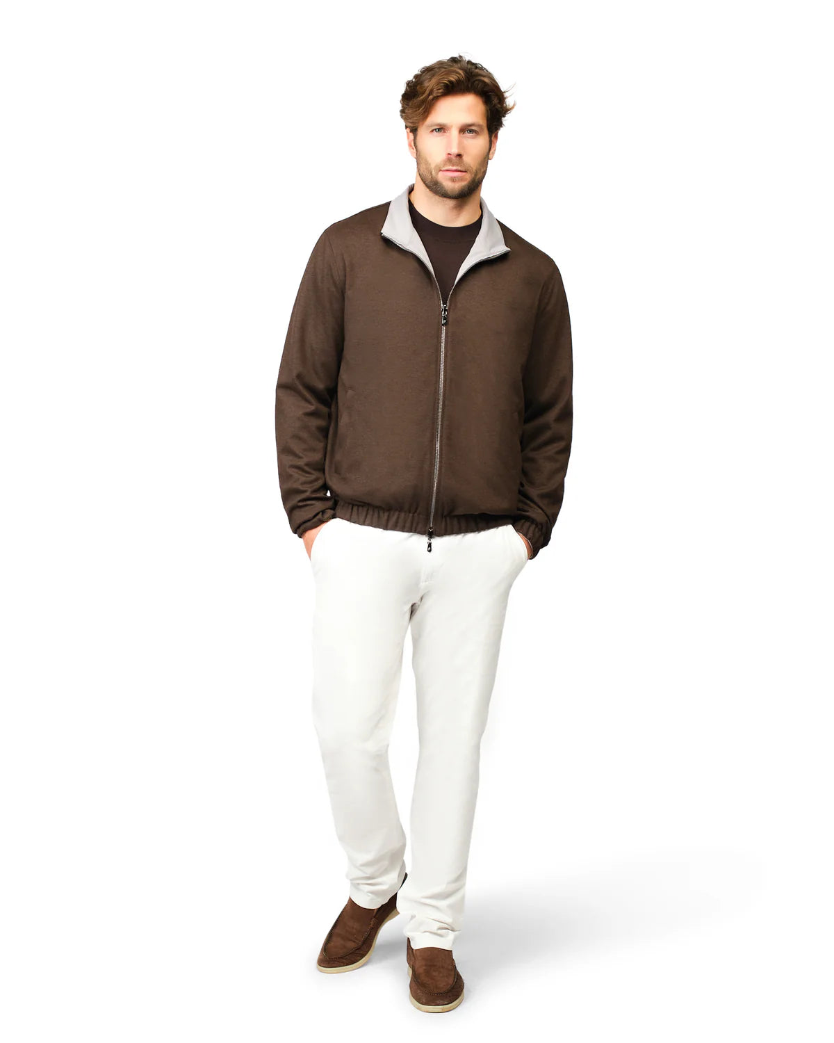 Reversible Merino Jacket Grey/Choco