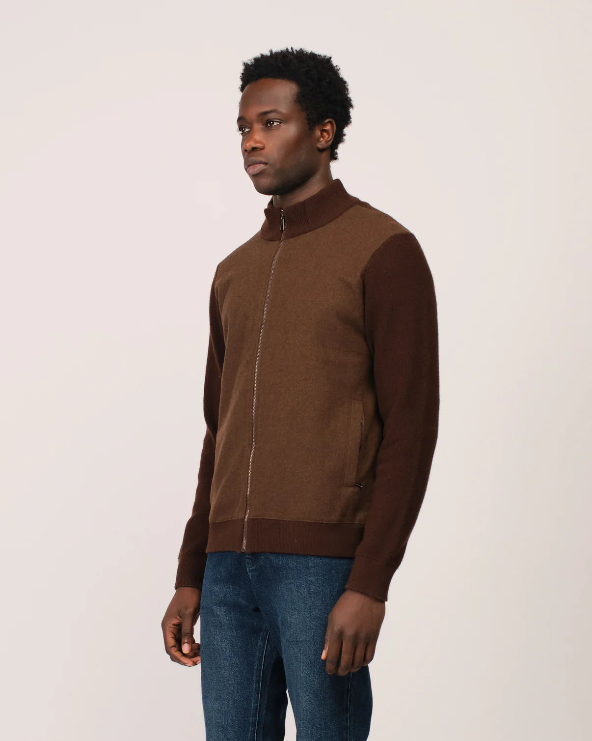 Two Tone Cardigan Brown