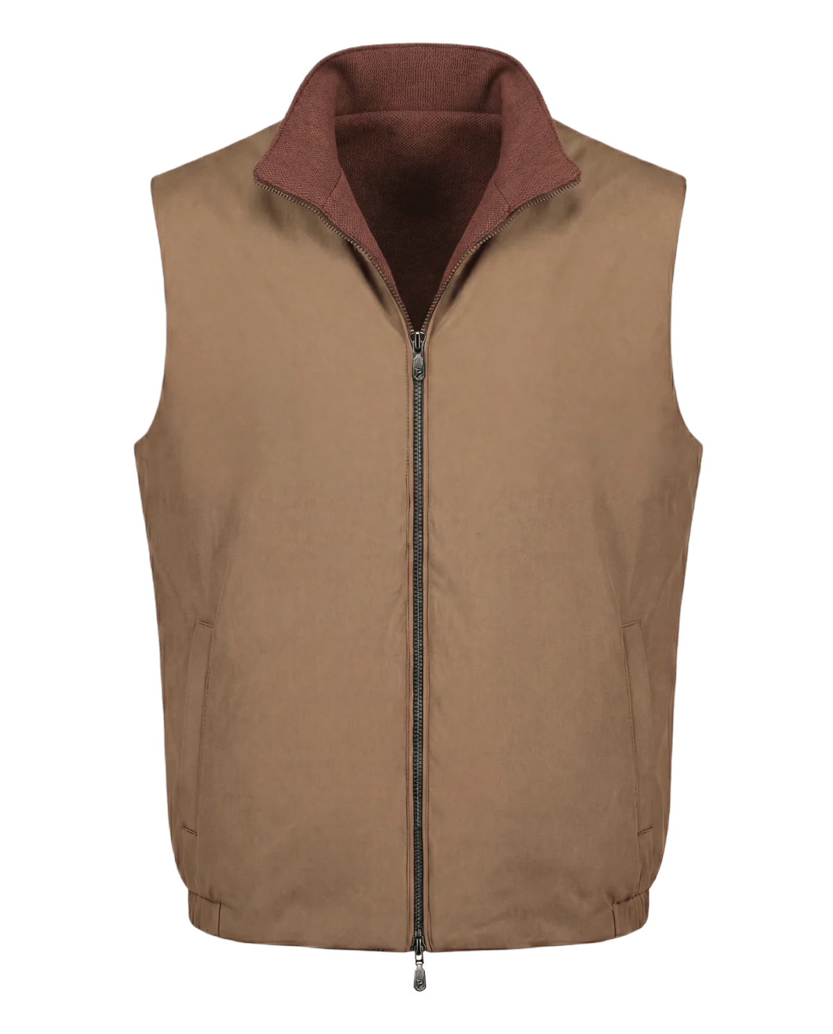 Taupe/Bordeaux Reversible Knit Bodywarmer