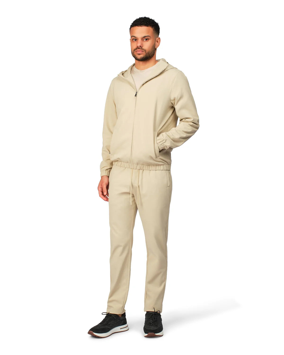 NYLON HOODED BLOUSON - BEIGE
