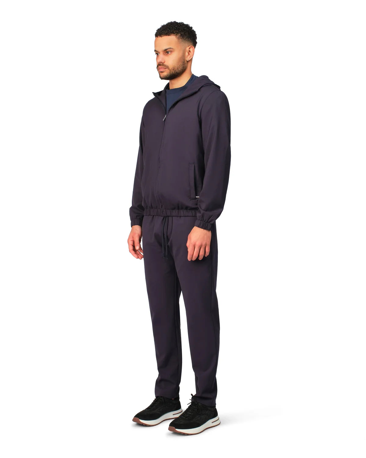 NYLON HOODED BLOUSON - NAVY BLUE