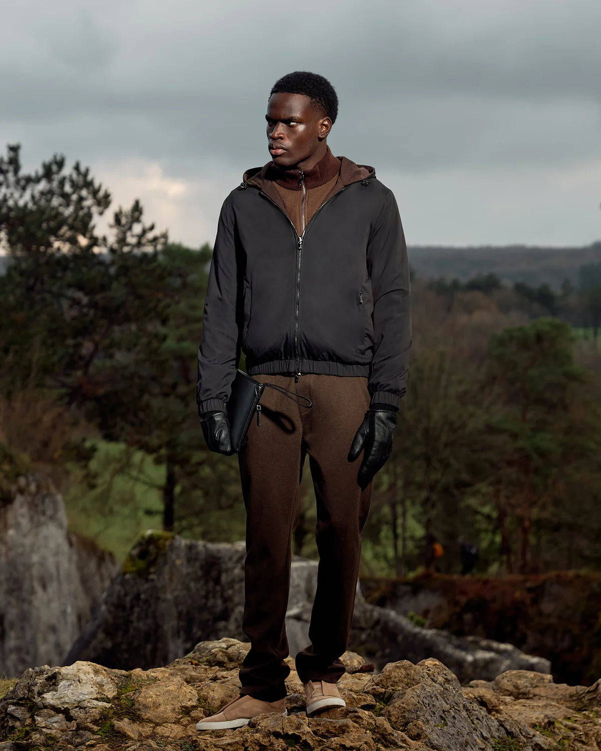 Reversible Merino Jacket Black/Brown