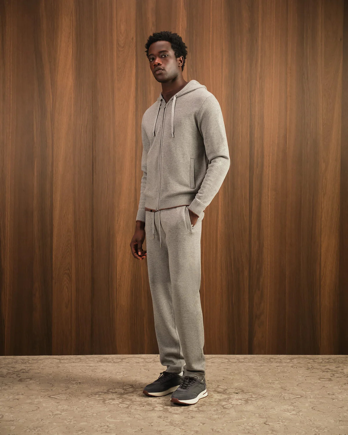 RELAXED KNITWEAR TRACKSUIT - GREY