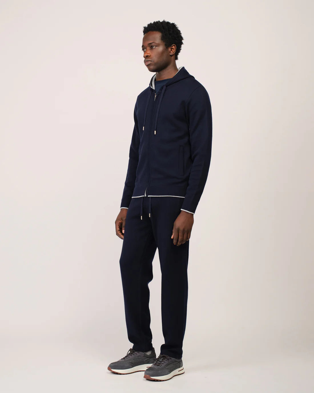 RELAXED KNITWEAR TRACKSUIT - MARINE BLUE