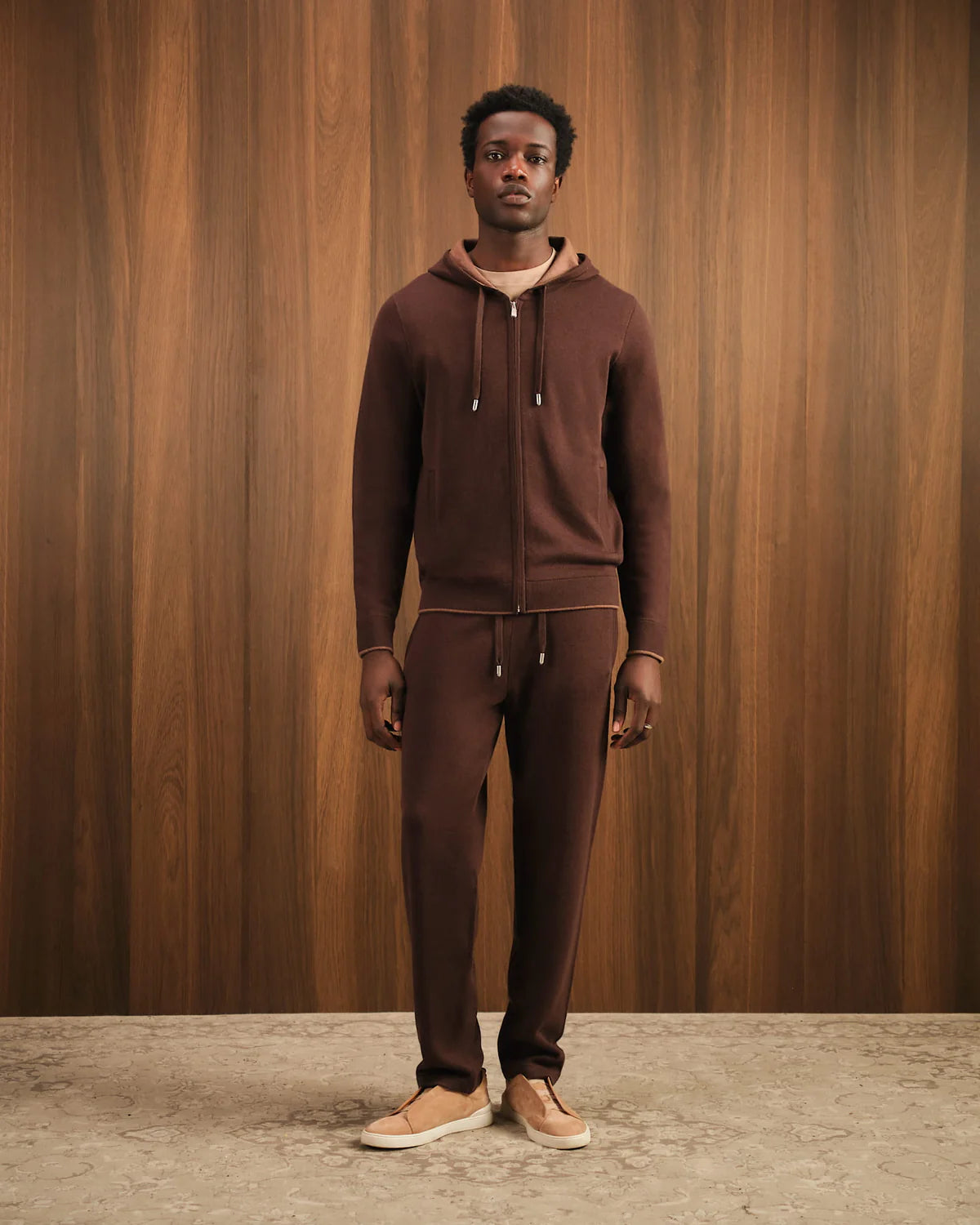 RELAXED KNITWEAR TRACKSUIT - CHOCO BROWN