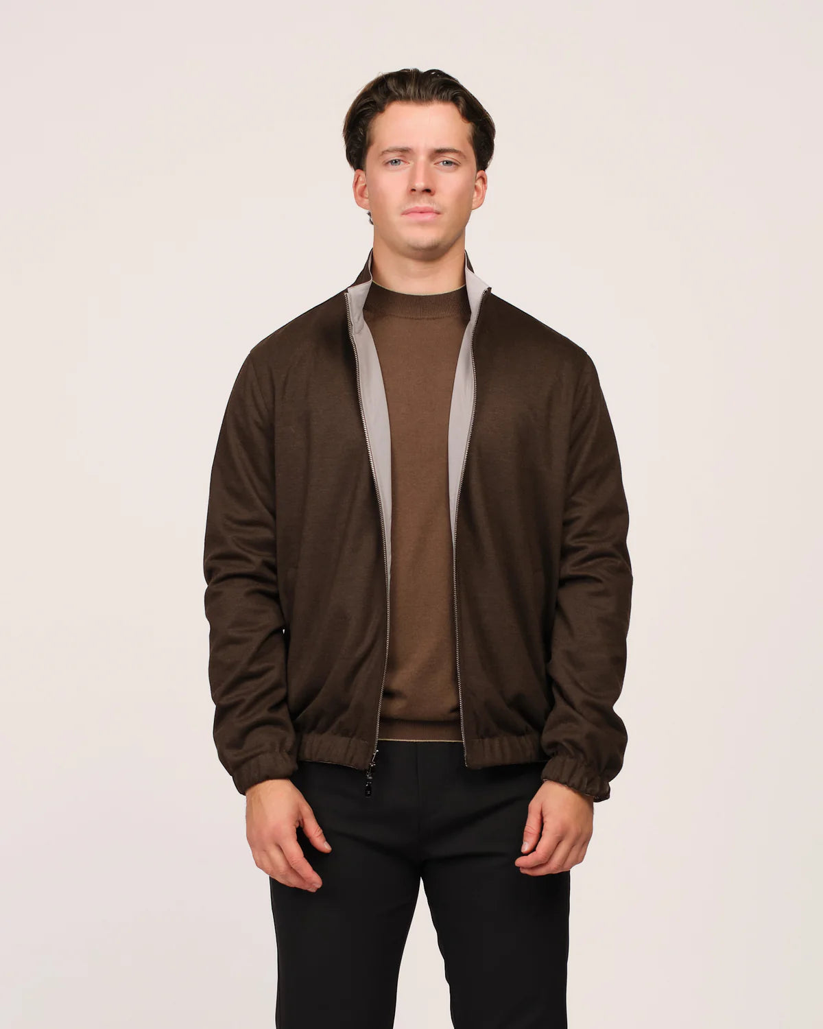 Reversible Merino Jacket grey/brown