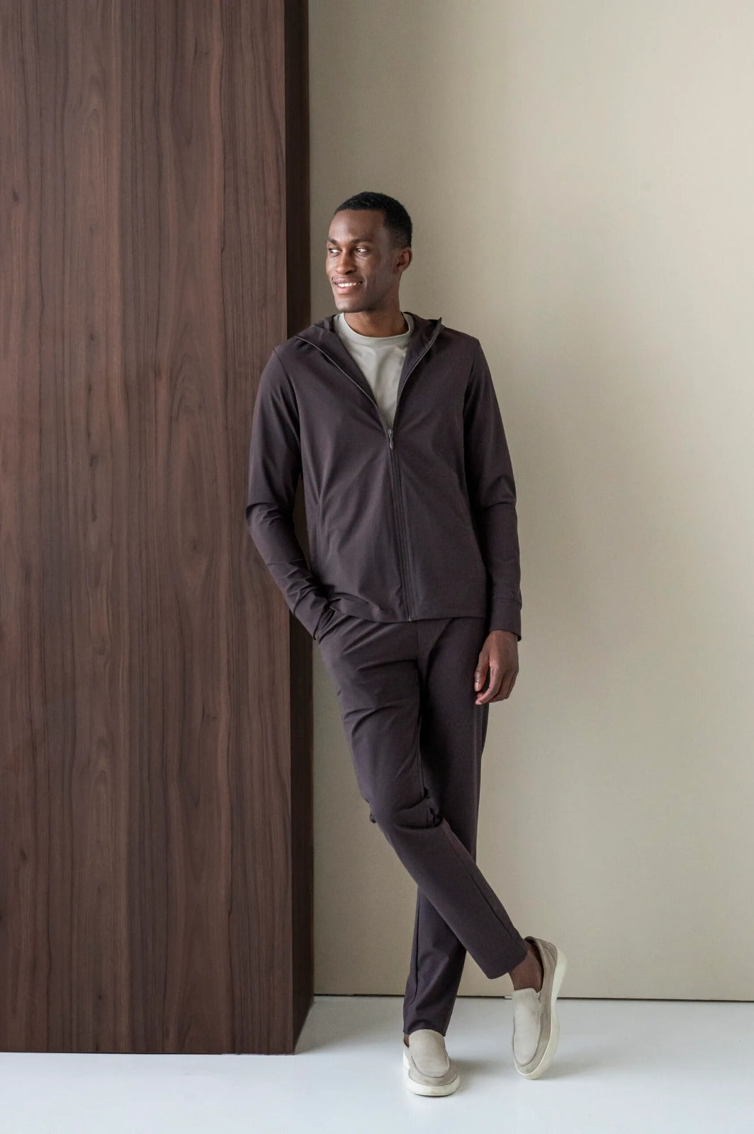 BLOUSON TOP CAPUCHON - CHOCLATE BROWN