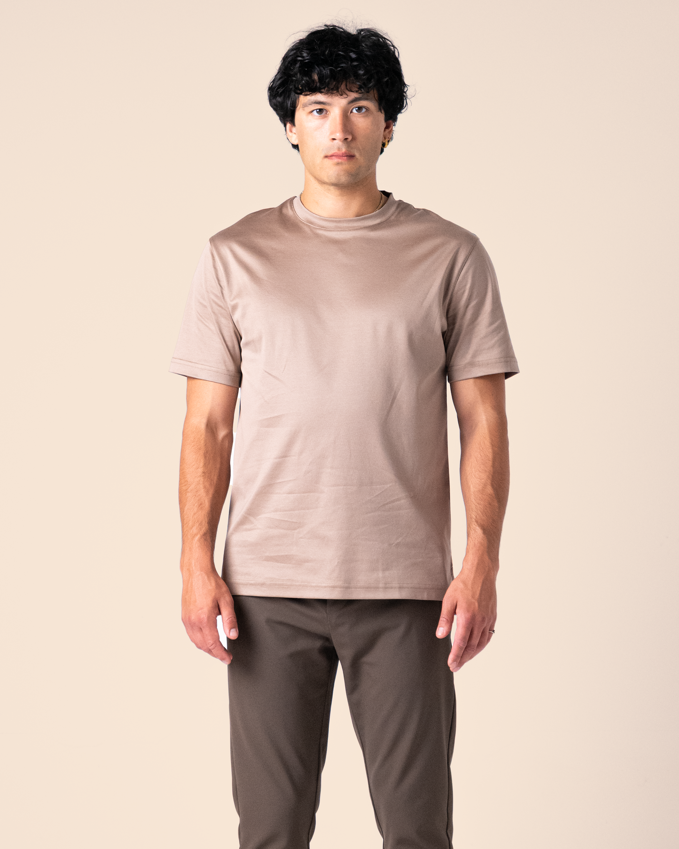 Beige Mercerized T Shirt