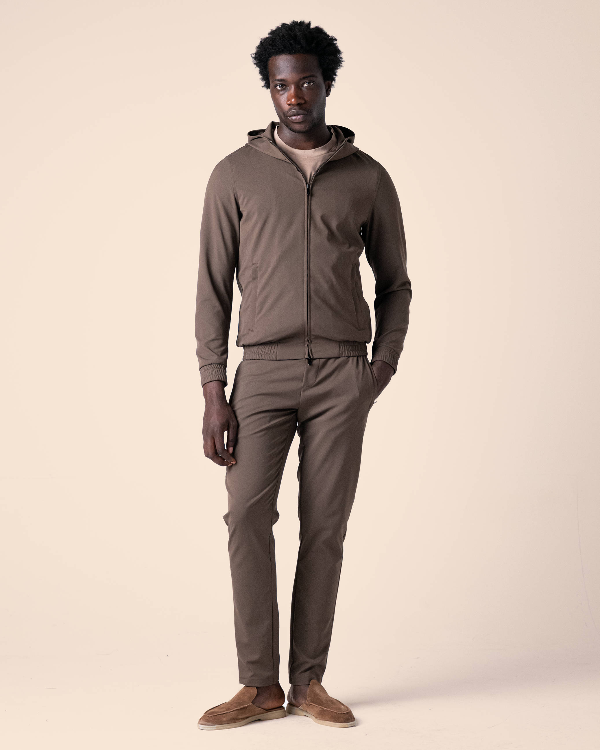 Hooded Tech Suit Brown