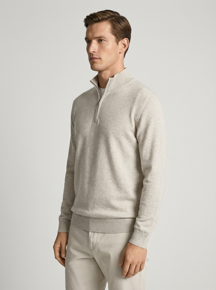 Knitwear quarter zip - creme