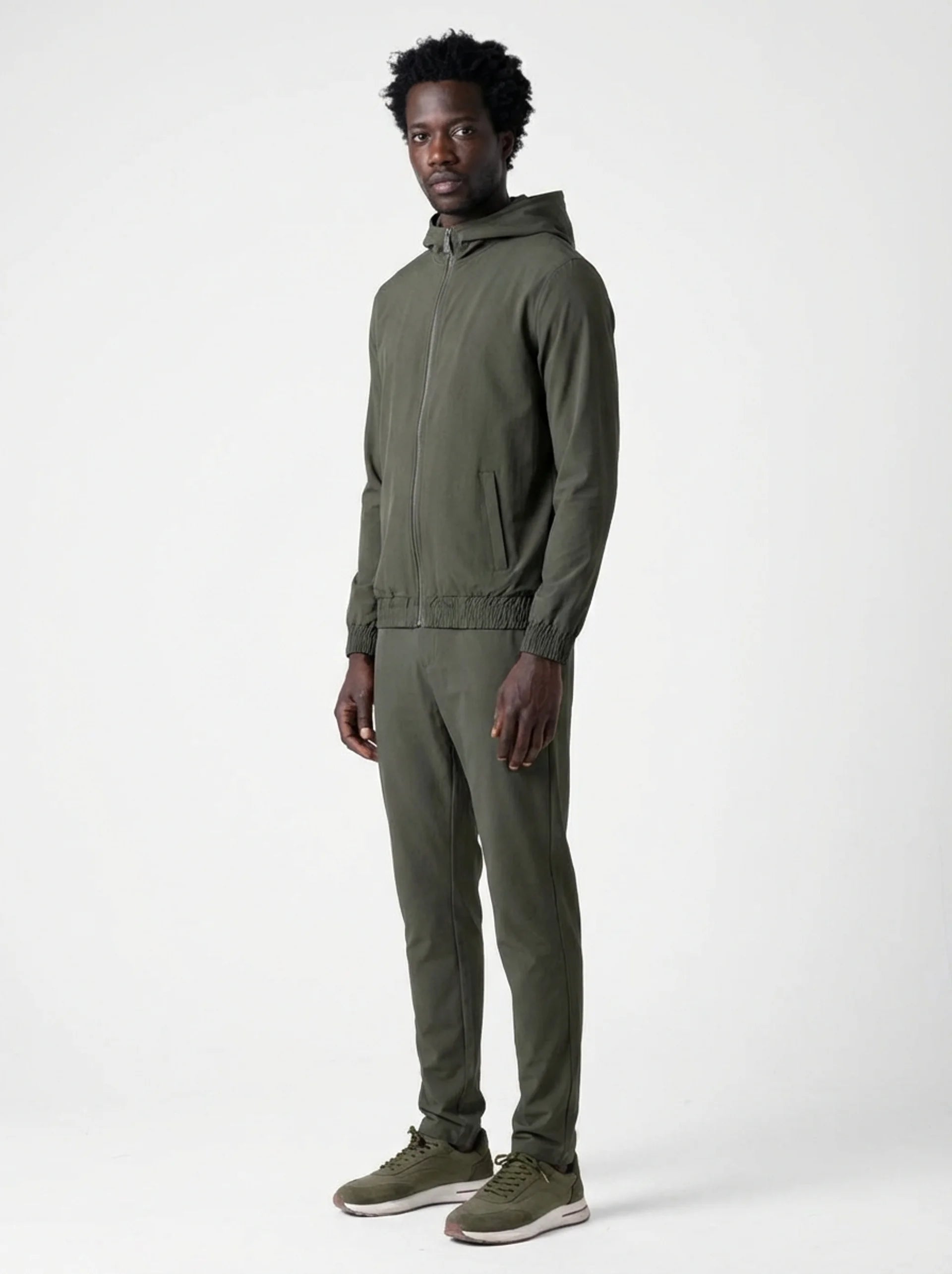 Club Amri nylon hooded techsuit - OLIVE GREEN
