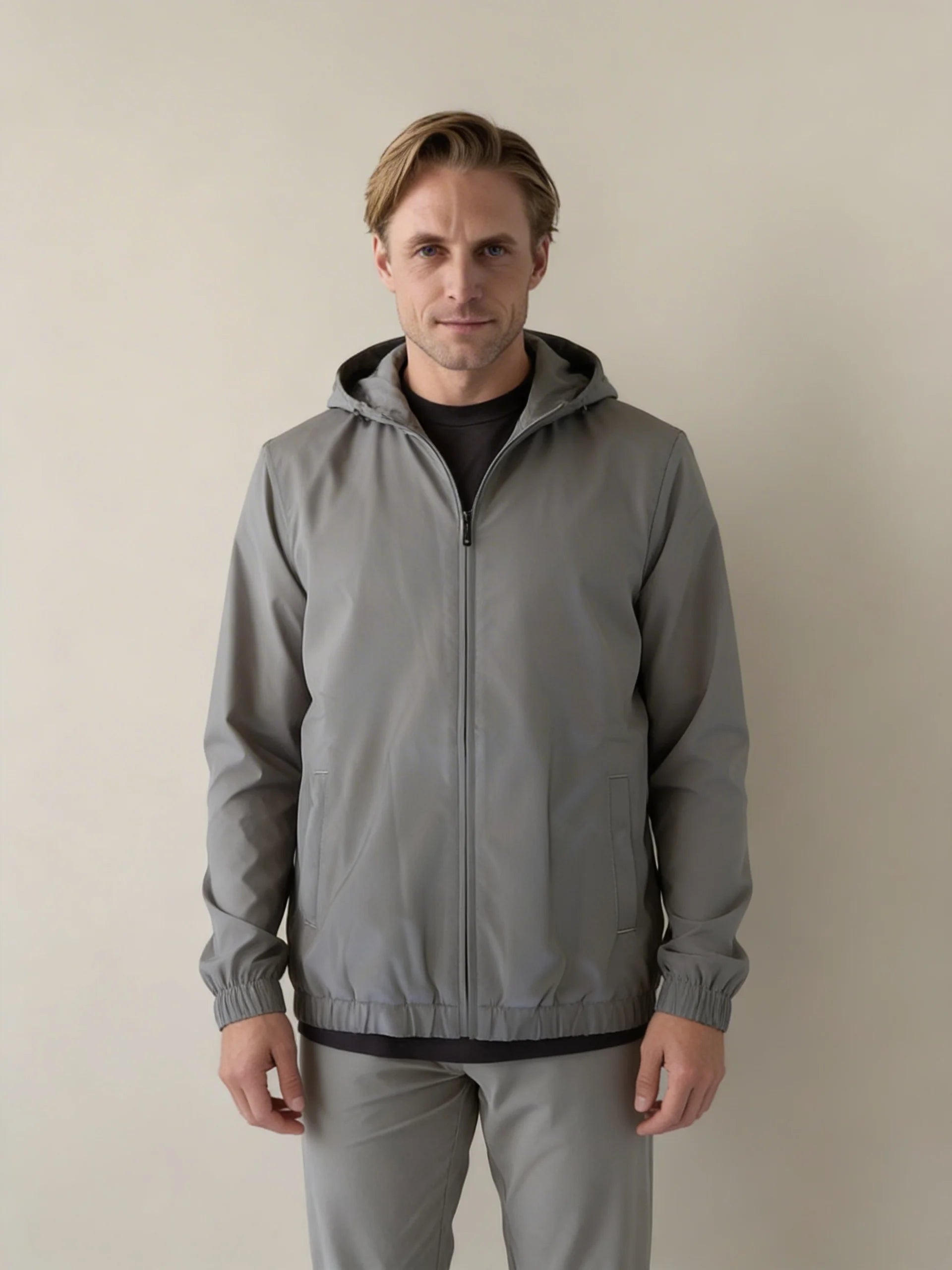 TECH HOODED BLOUSON - GREY