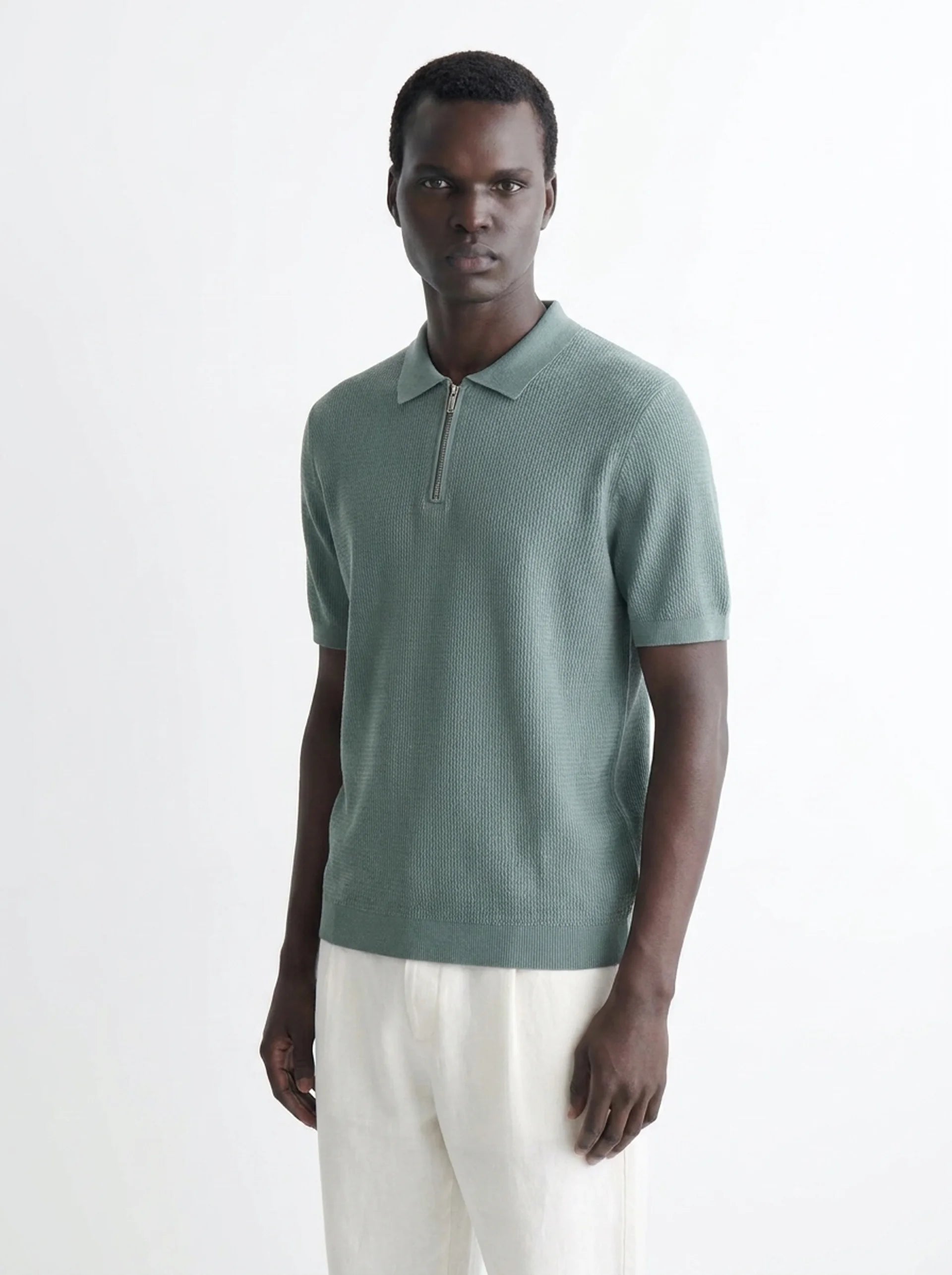 Club Amri Short Sleeve Polo Knitwear- LIGHT GREEN