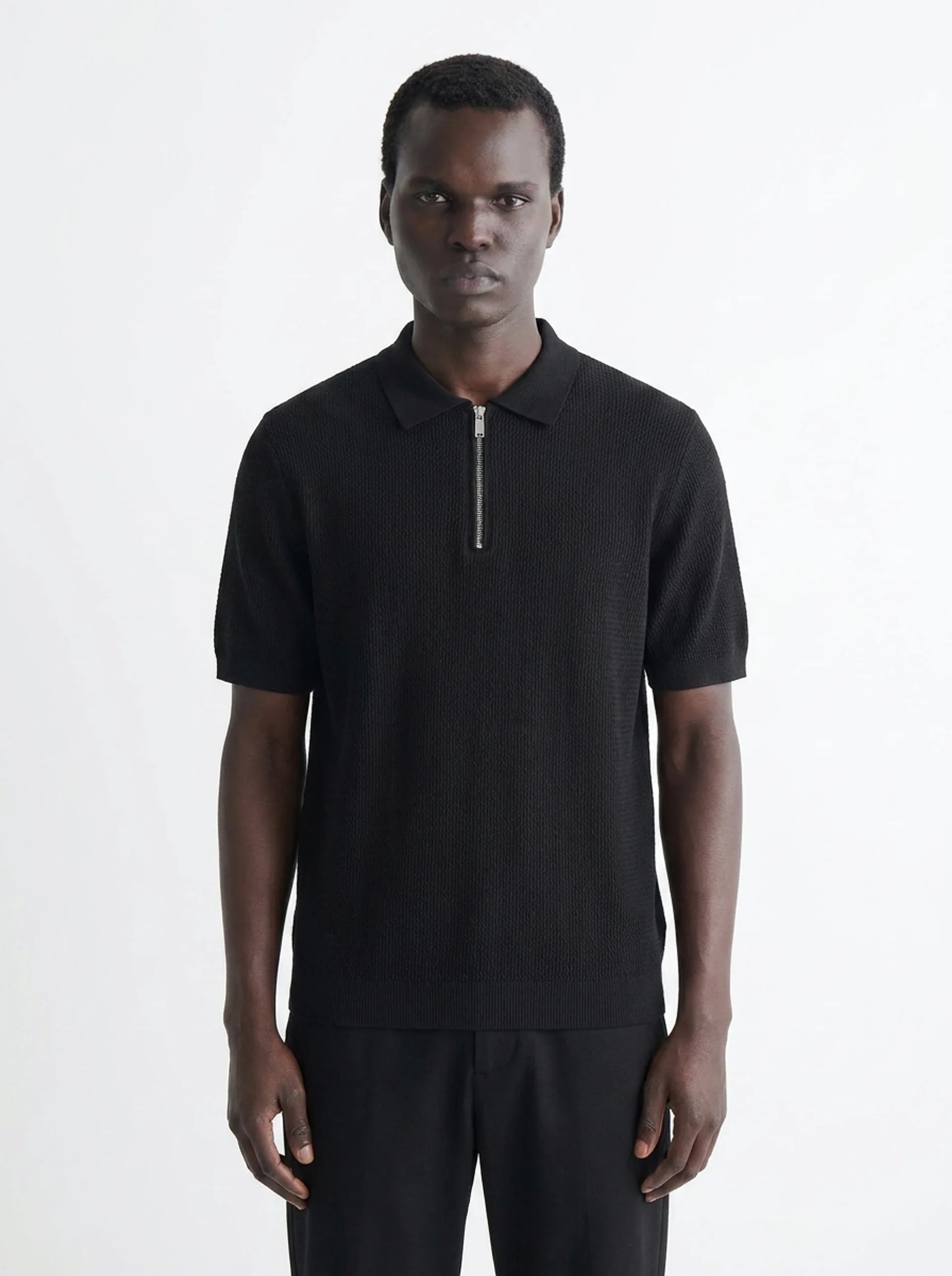 Club Amri Short Sleeve Polo Knitwear- BLACK