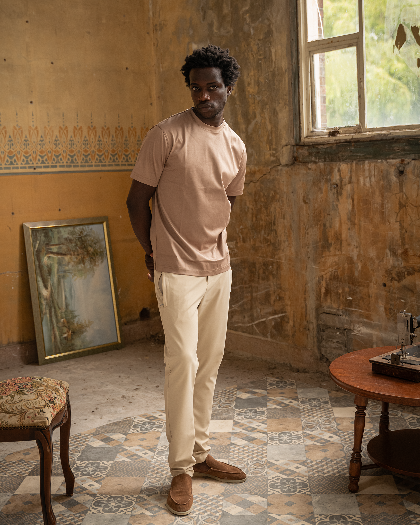 Beige Mercerized T Shirt