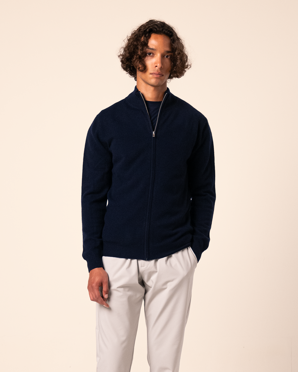 Merino Zip-Up Navy