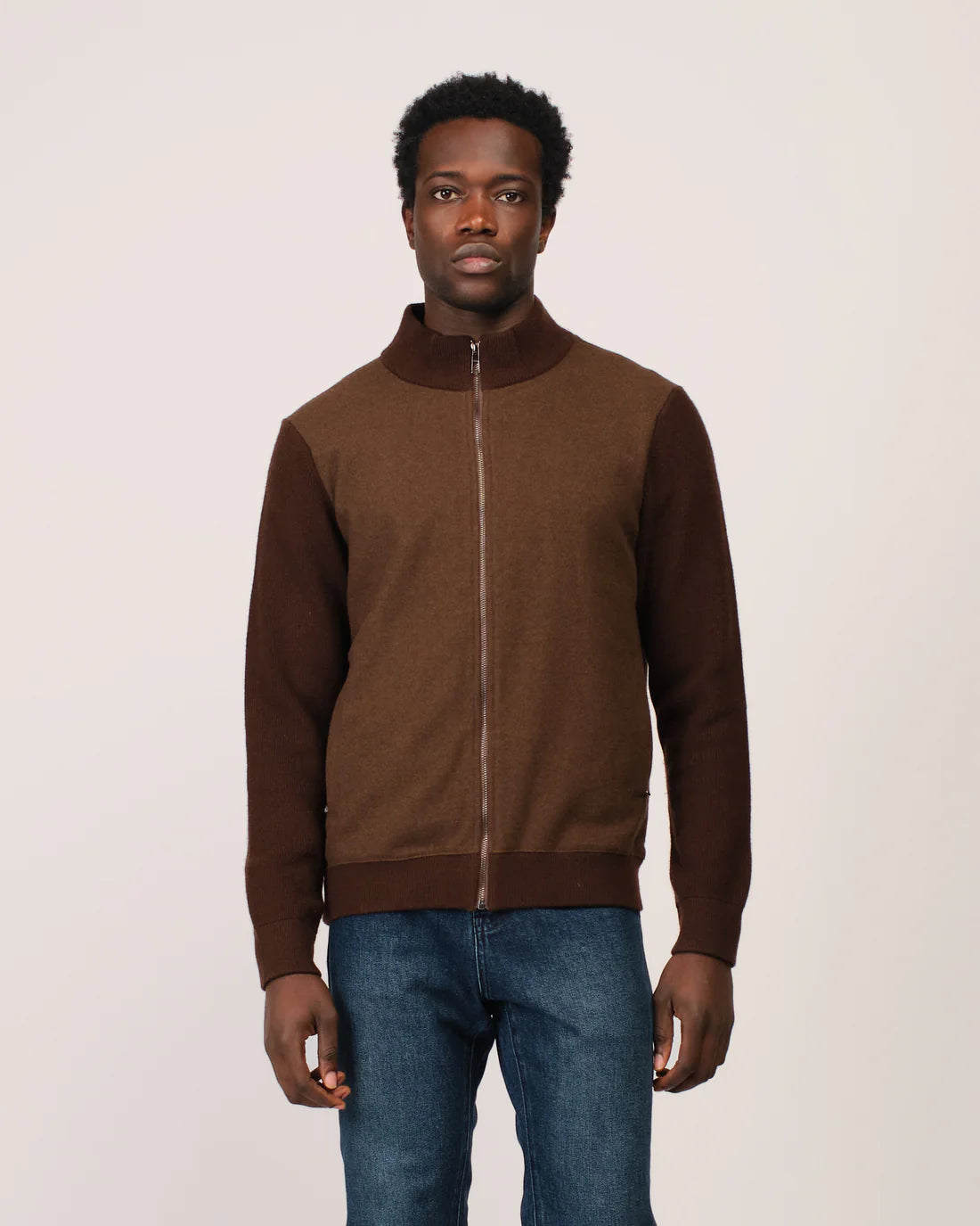 Two Tone Cardigan Brown