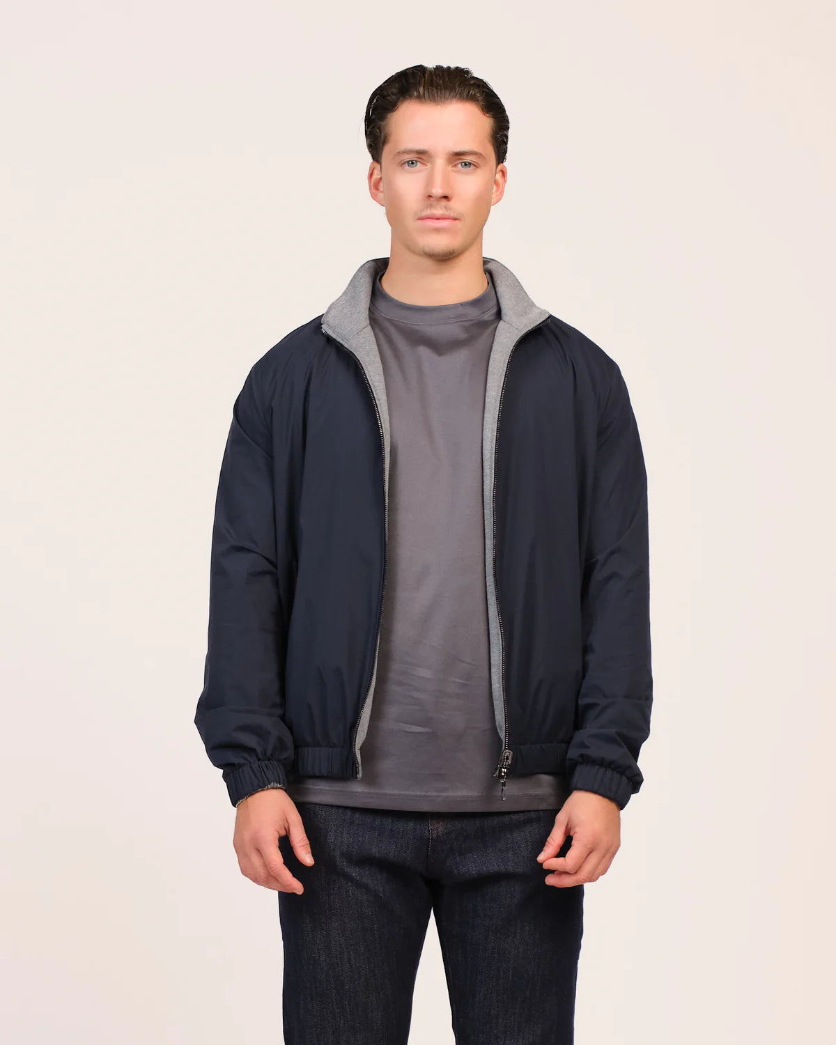 Reversible Merino Jacket Navy/Grey