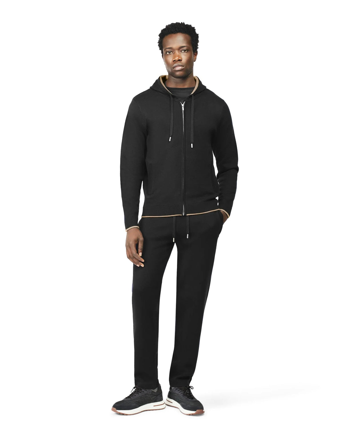RELAXED KNITWEAR TRACKSUIT - BLACK