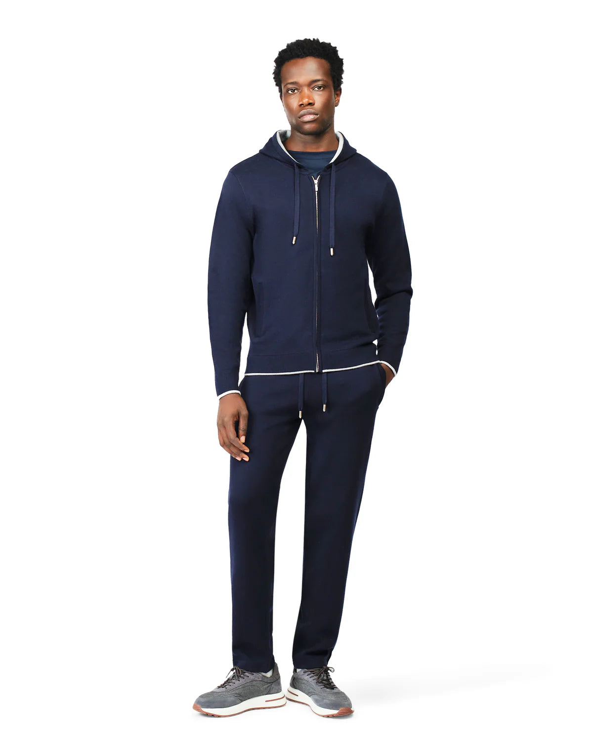RELAXED KNITWEAR TRACKSUIT - MARINE BLUE