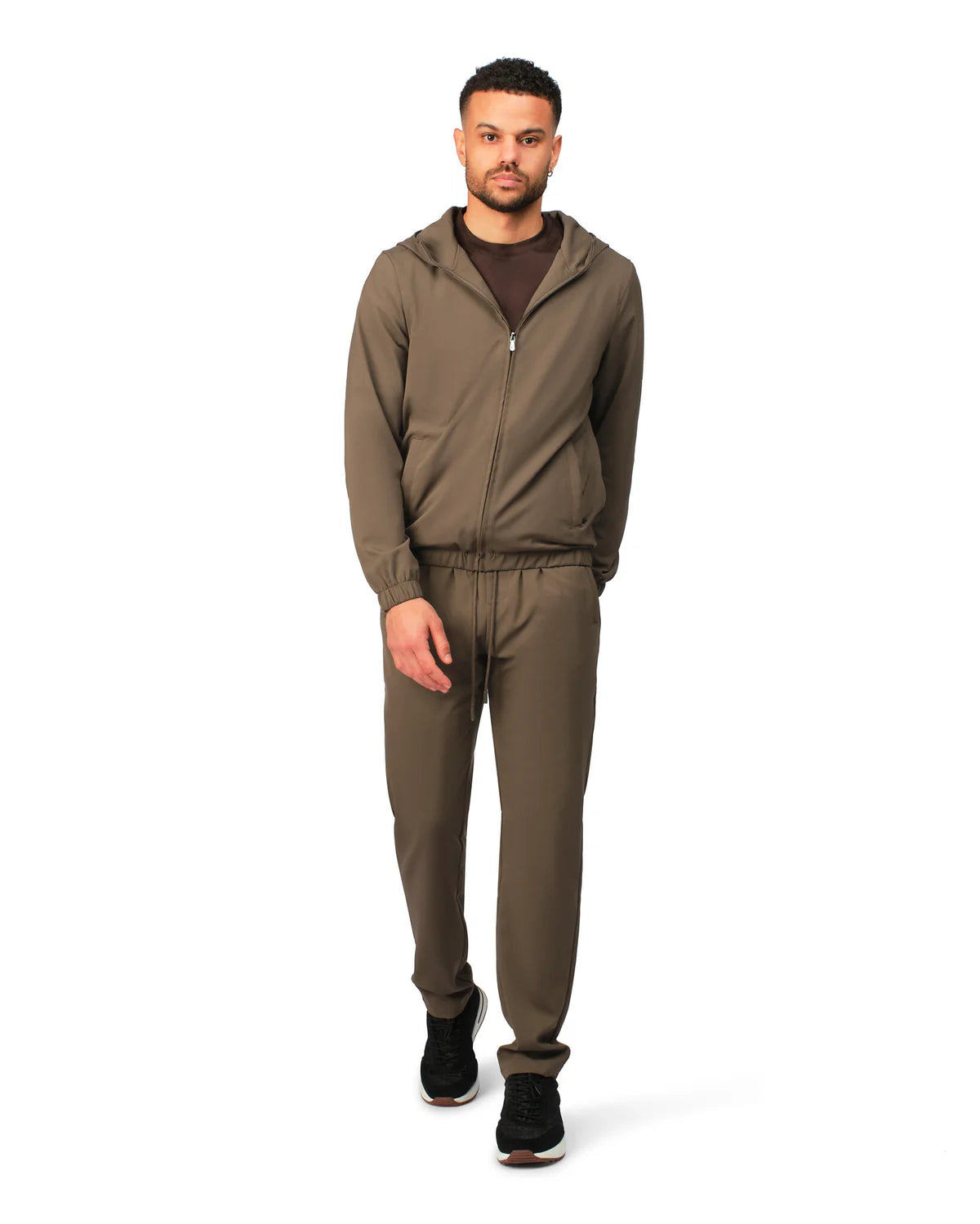 NYLON  HOODED BLOUSON - BROWN