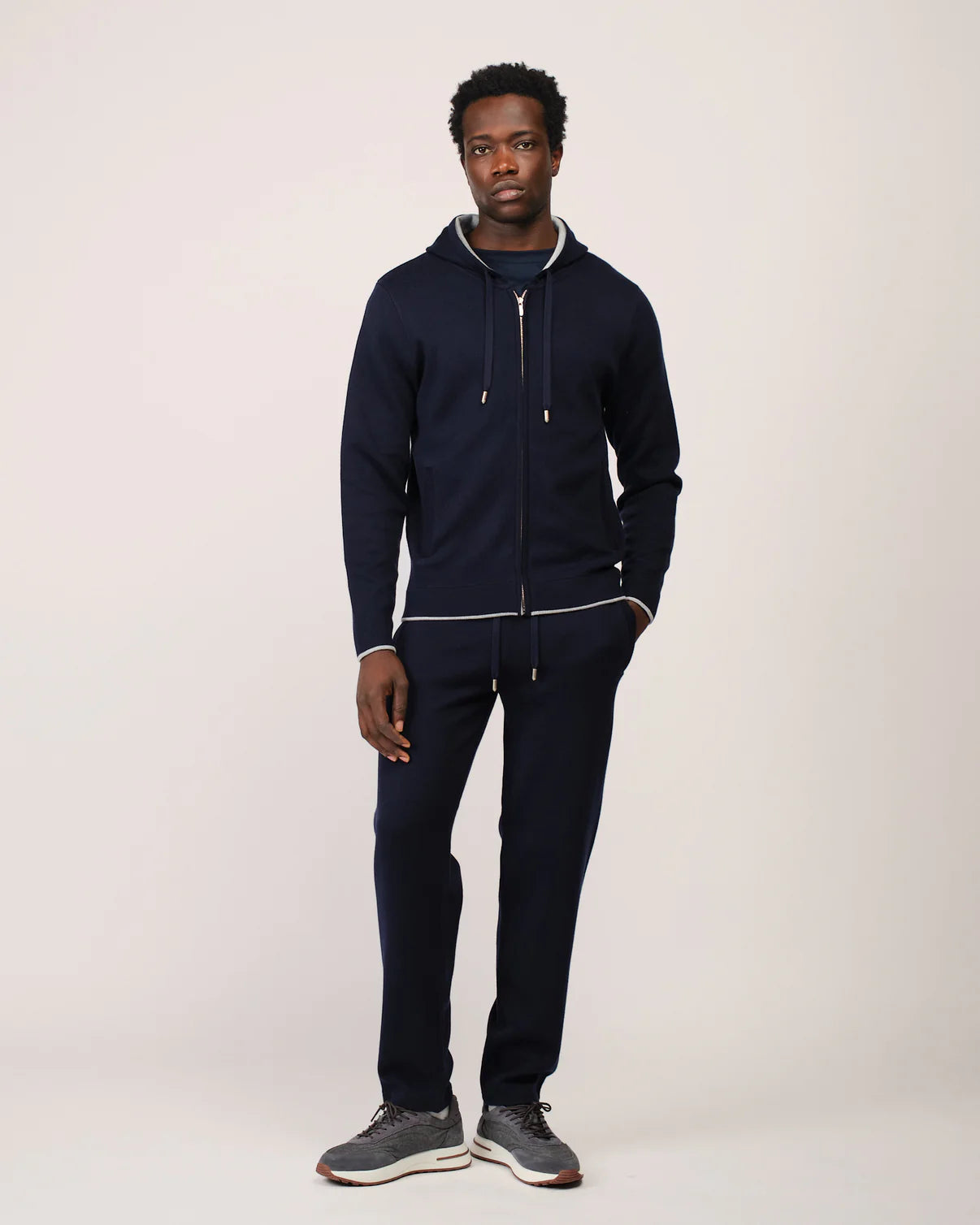 RELAXED KNITWEAR TRACKSUIT - MARINE BLUE