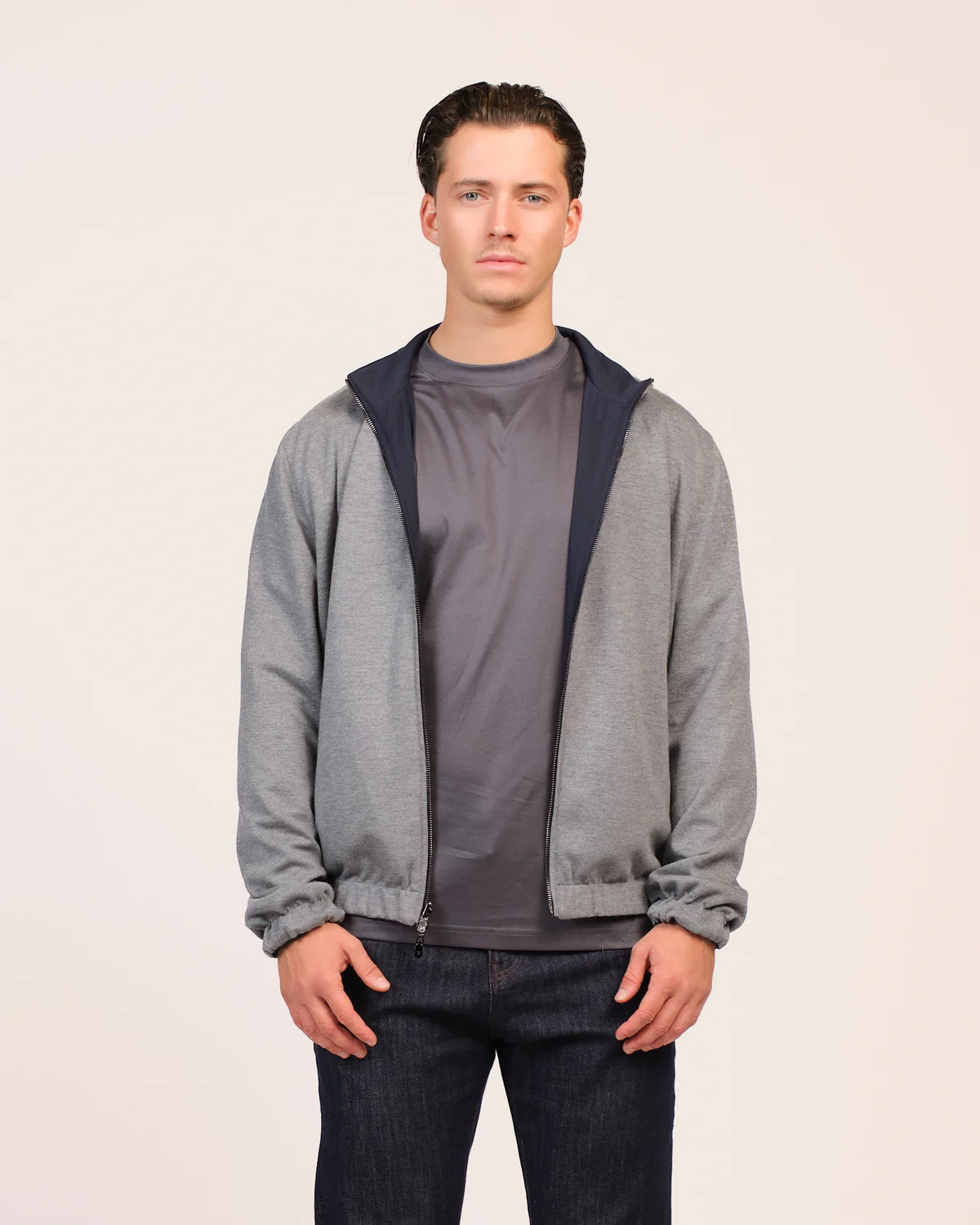 Reversible Merino Jacket Navy/Grey