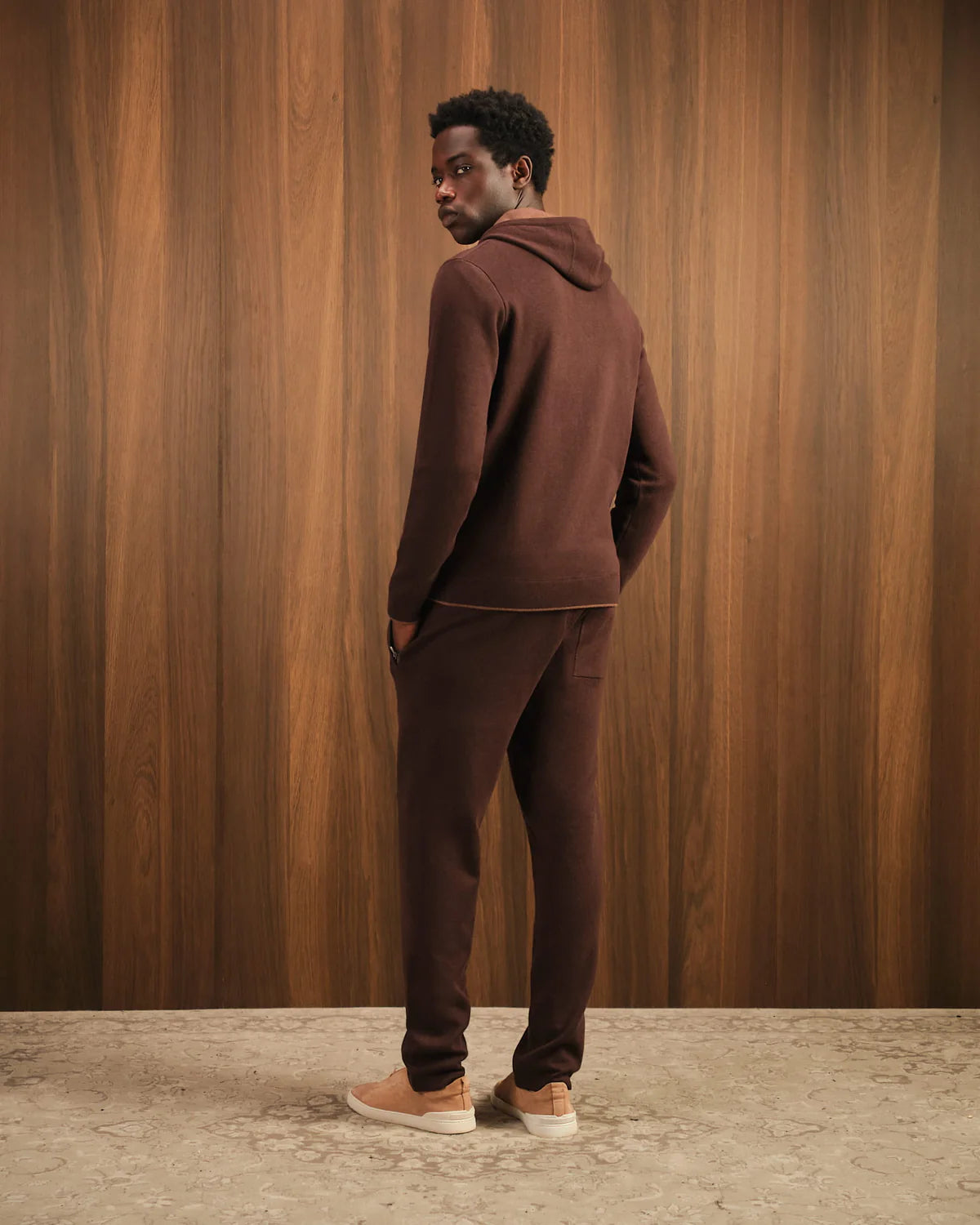 RELAXED KNITWEAR TRACKSUIT - CHOCO BROWN