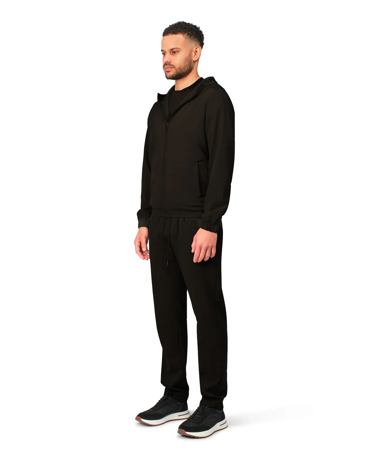 NYLON  HOODED BLOUSON - BLACK