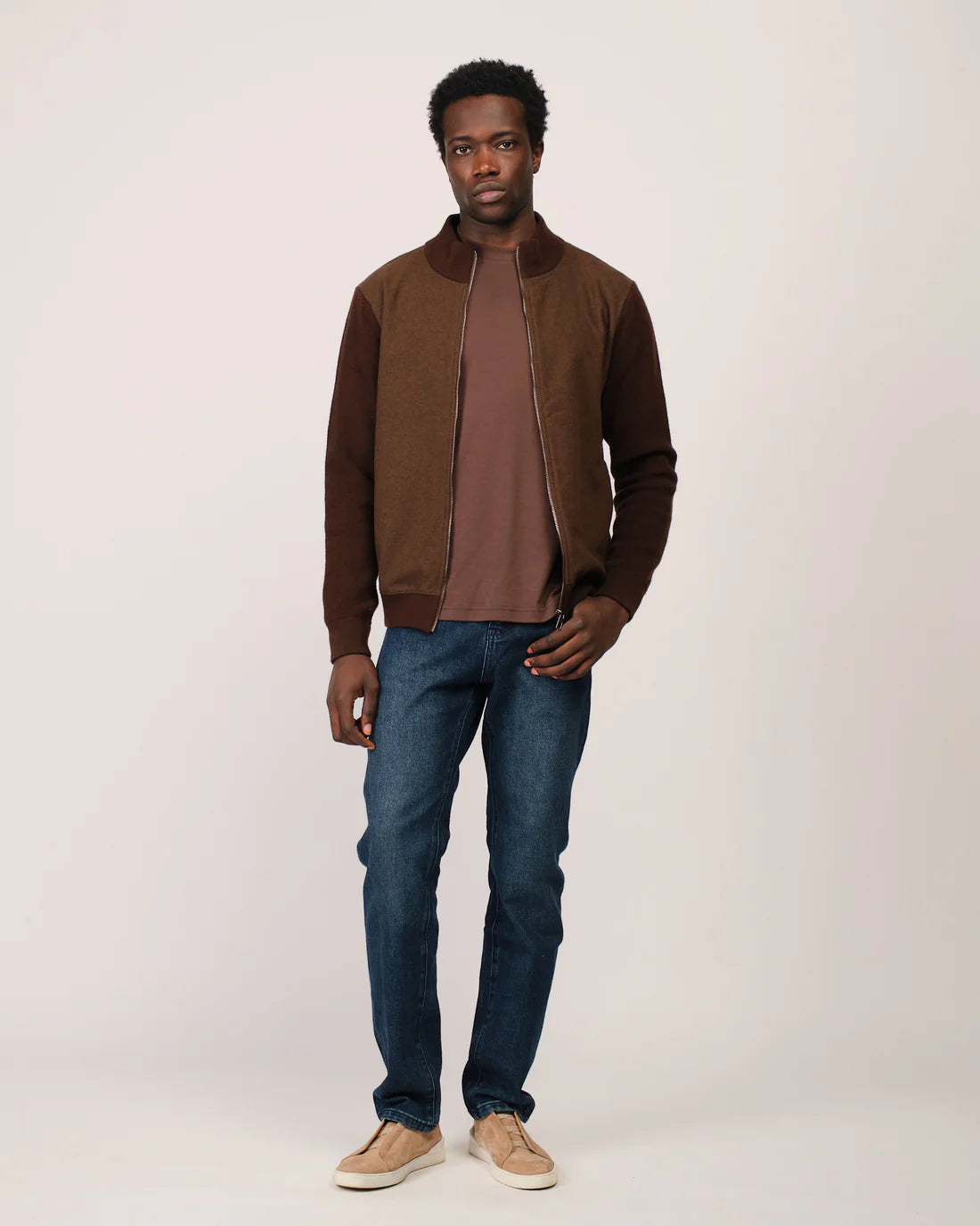 Two Tone Cardigan Brown