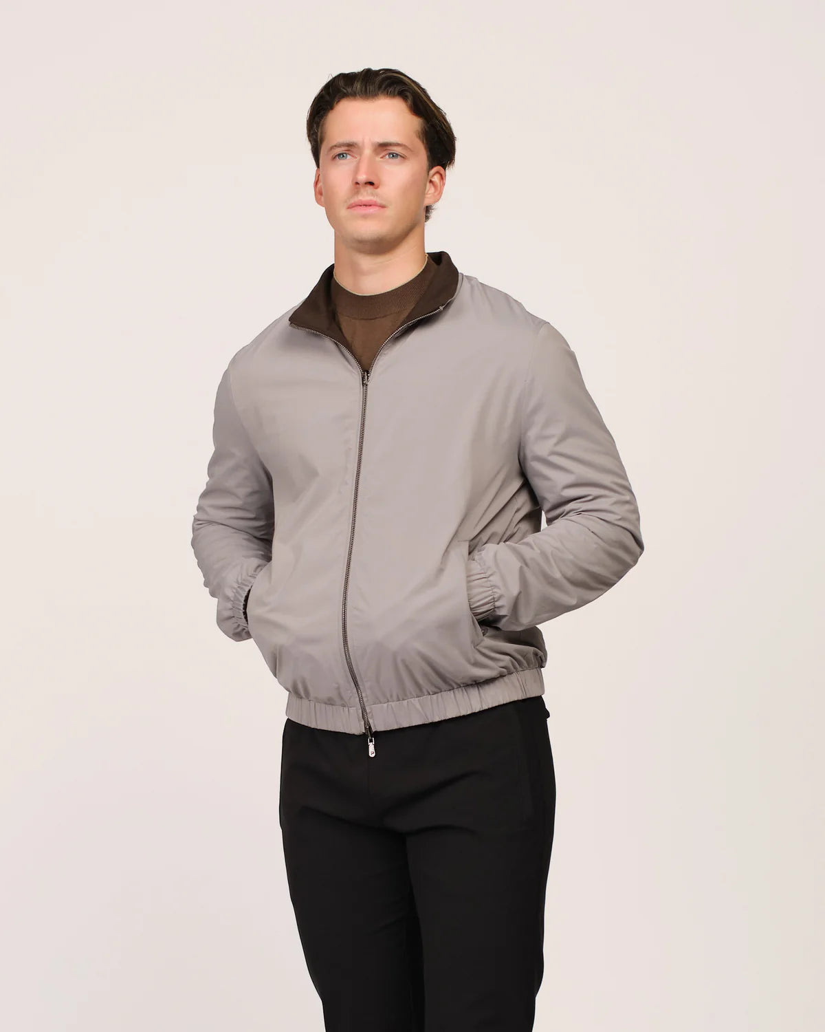 Reversible Merino Jacket grey/brown