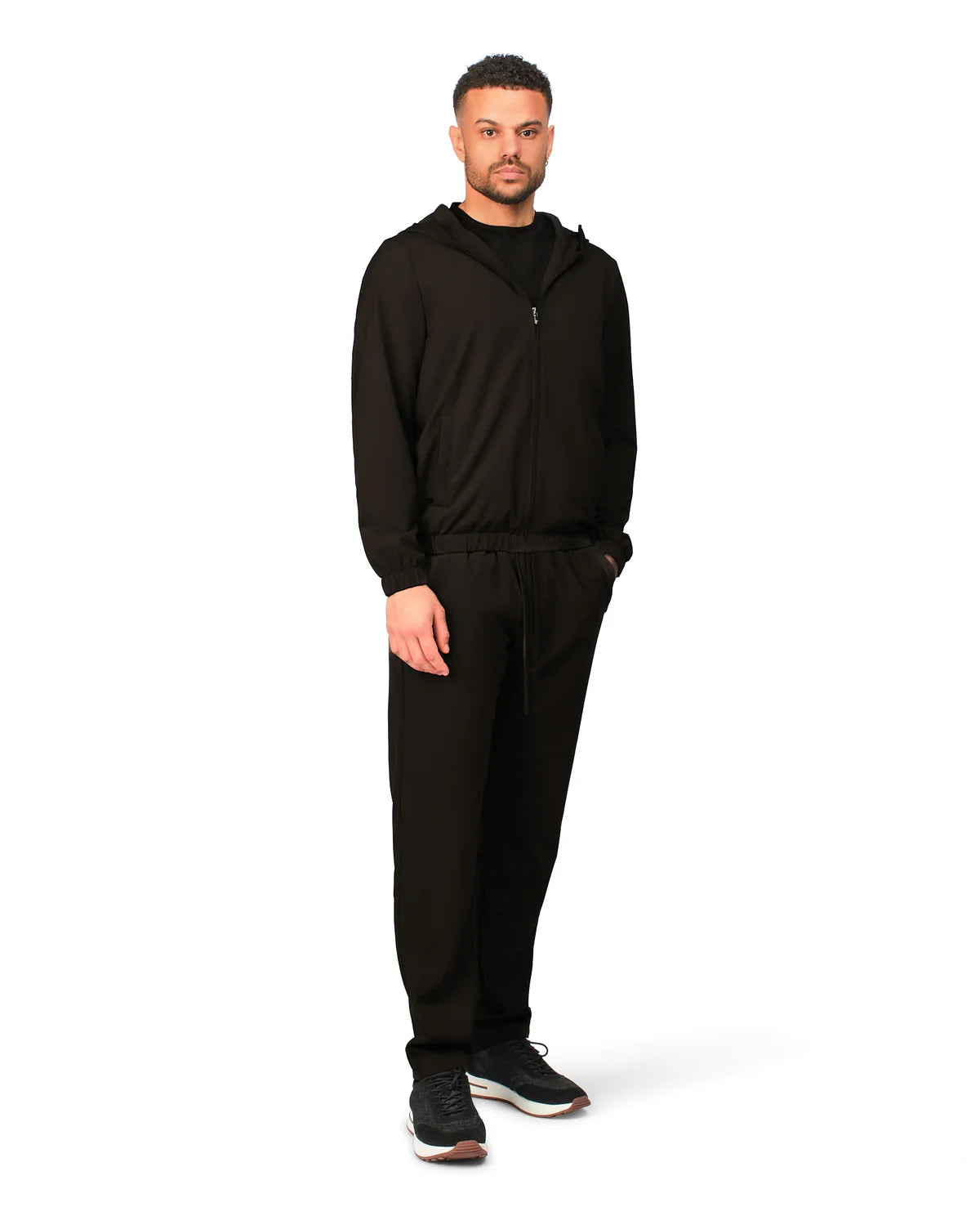 NYLON  HOODED BLOUSON - BLACK