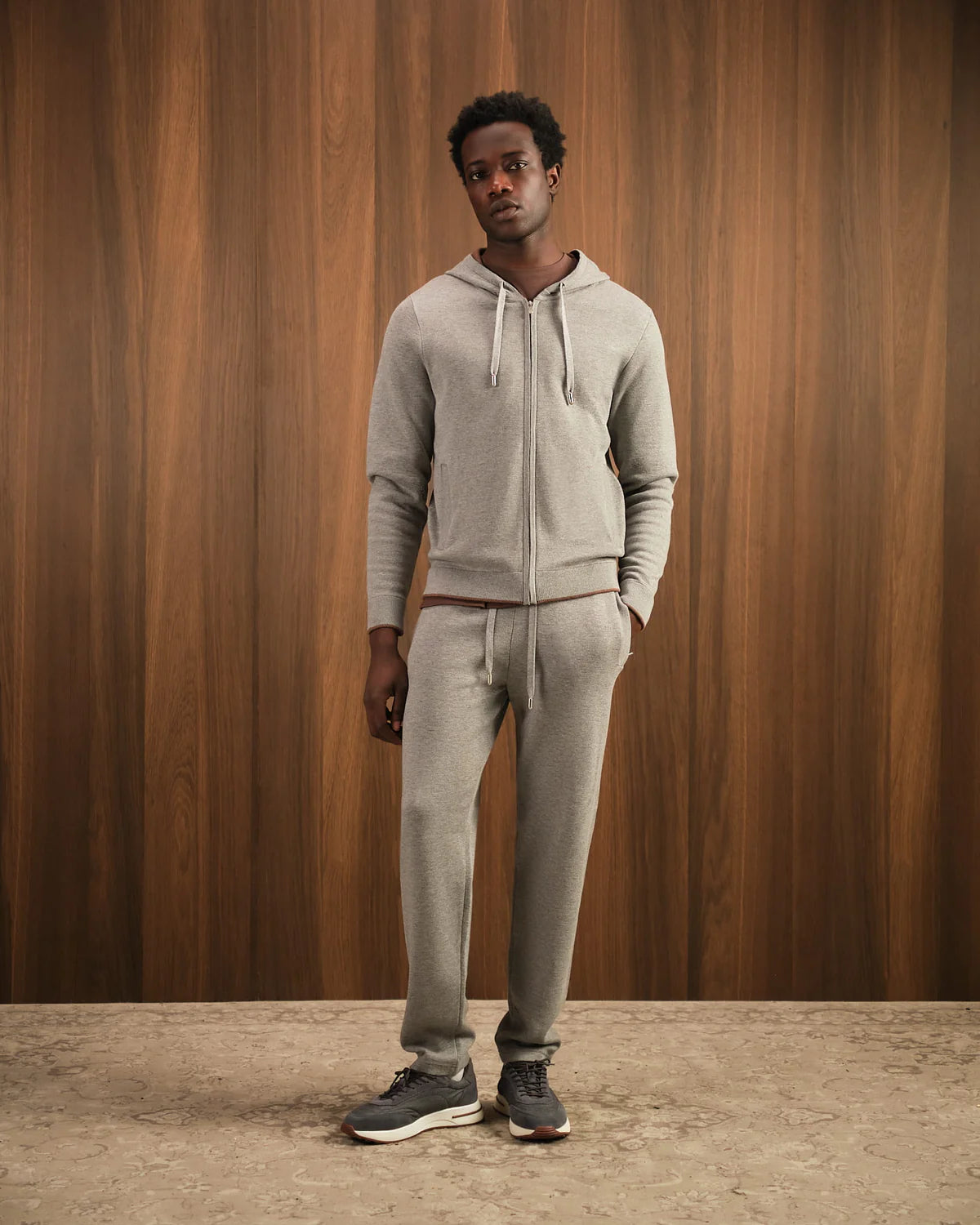 RELAXED KNITWEAR TRACKSUIT - GREY