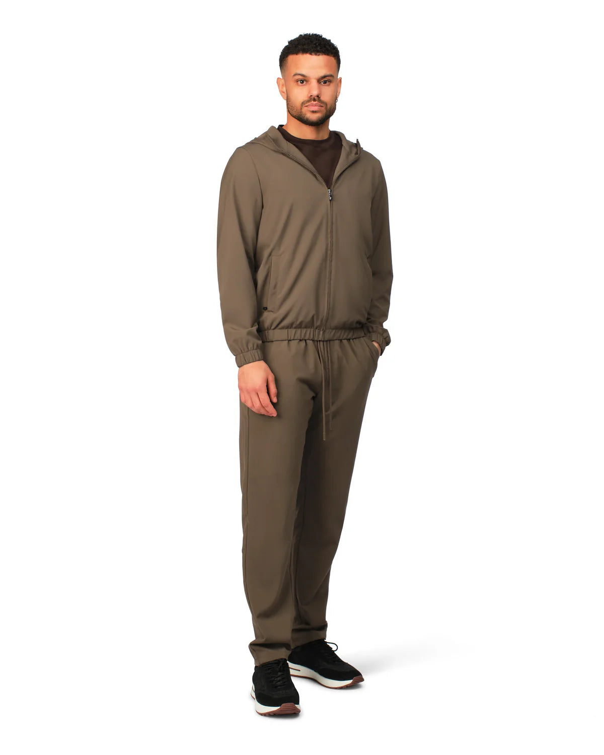 NYLON  HOODED BLOUSON - BROWN